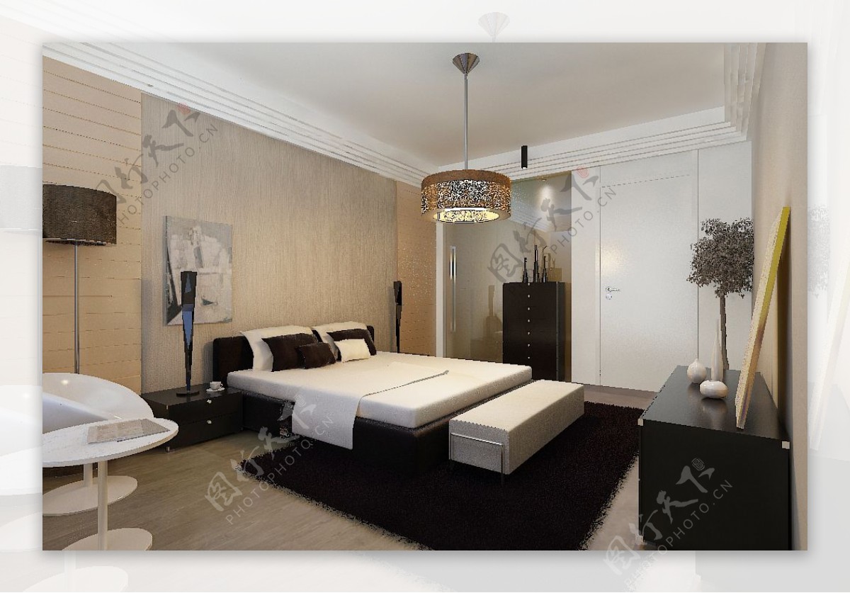 现代风格卧室空间效果图模型