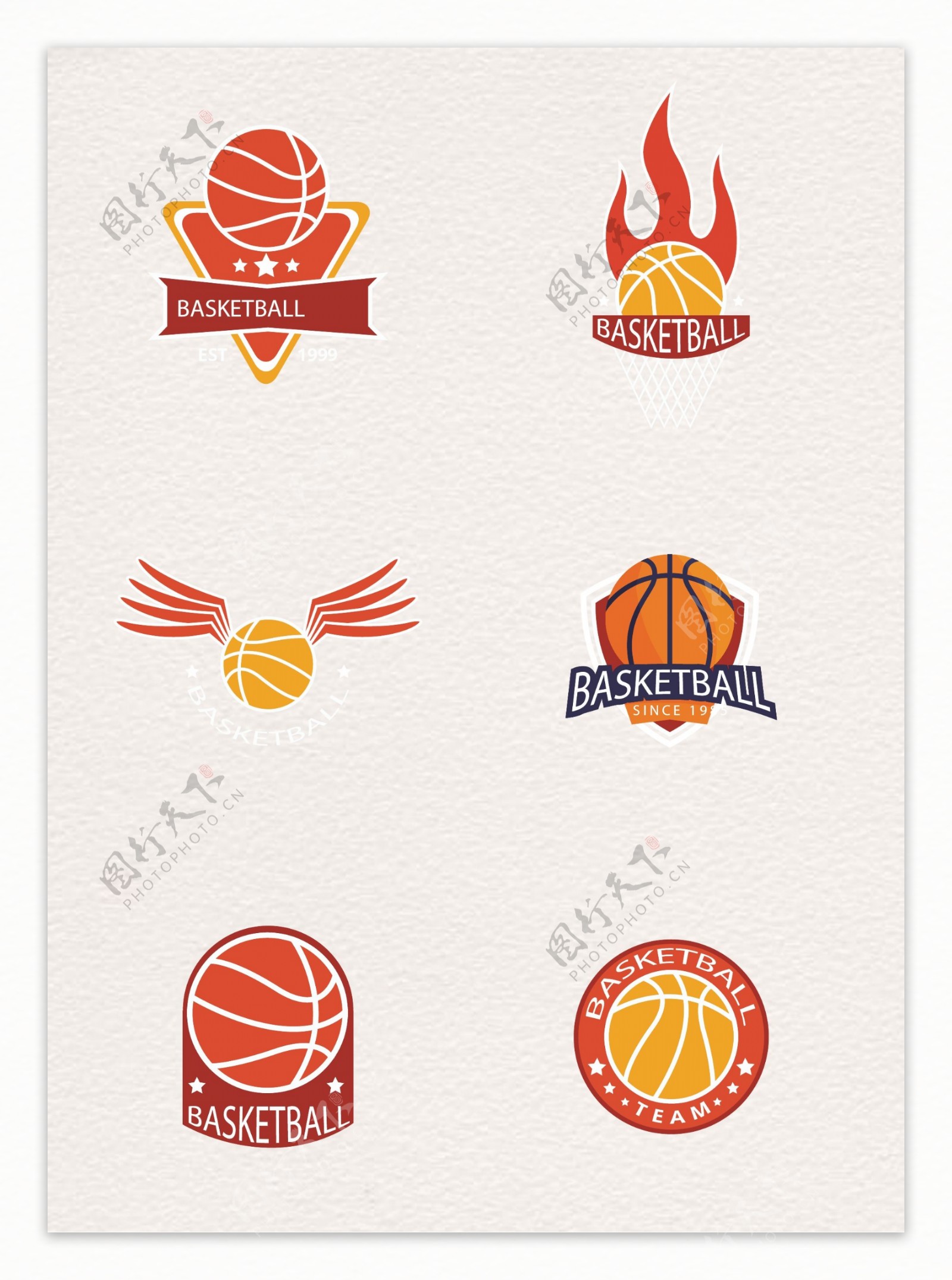 6组卡通篮球标志设计