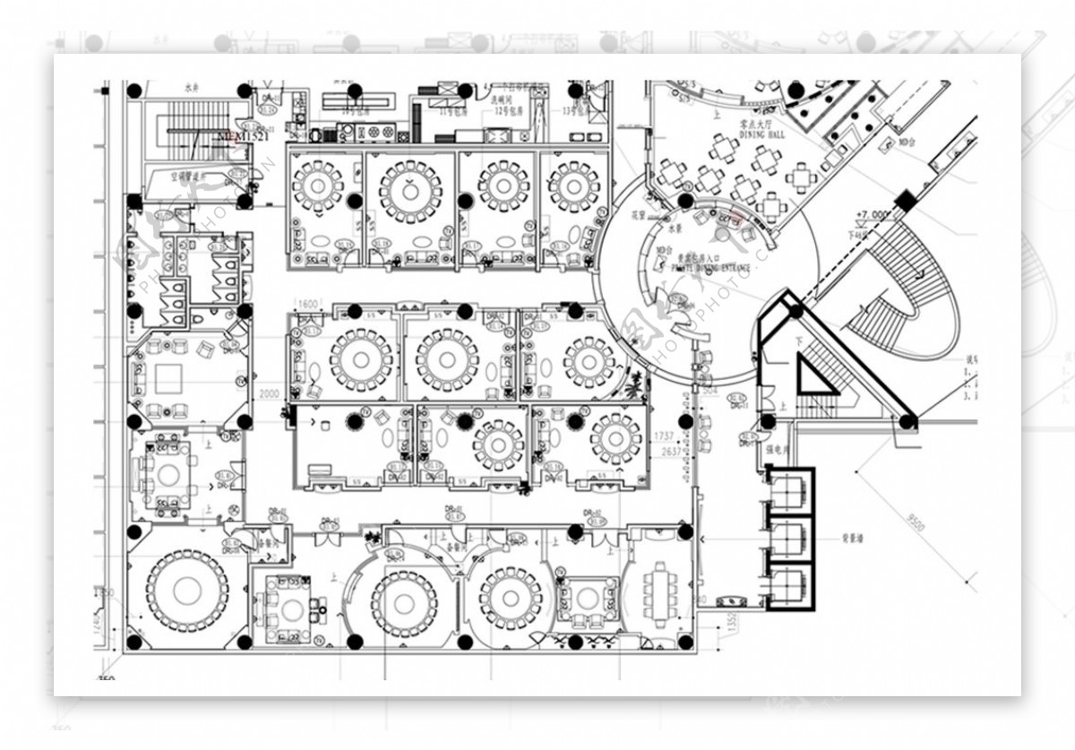CAD酒店餐饮空间平面方案规划