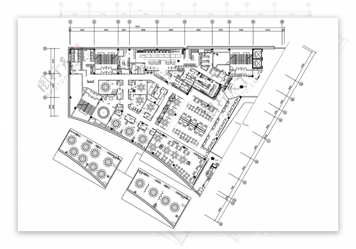 餐厅空间CAD平面规划方案