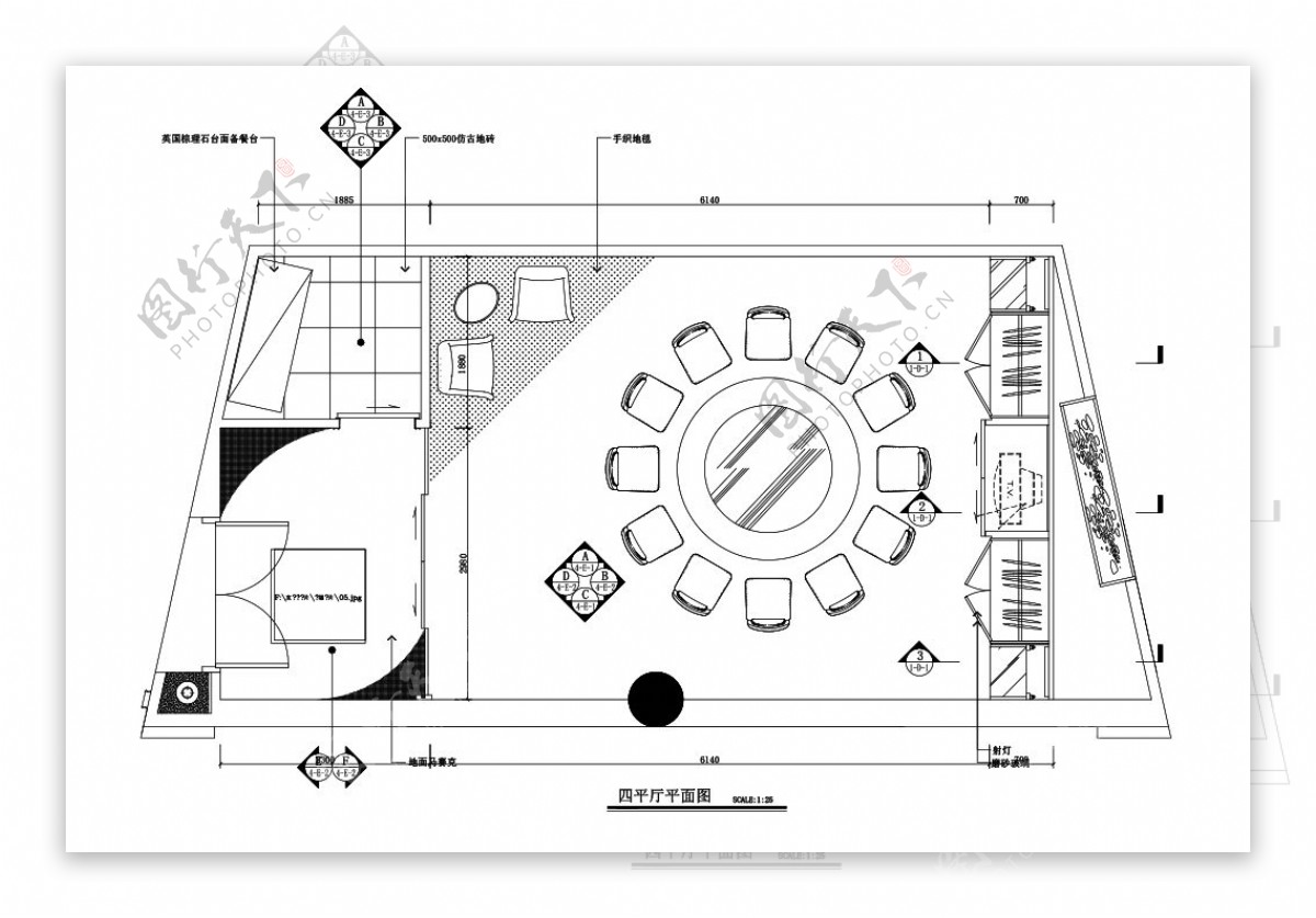 欧式餐饮包厢室内设计平面图