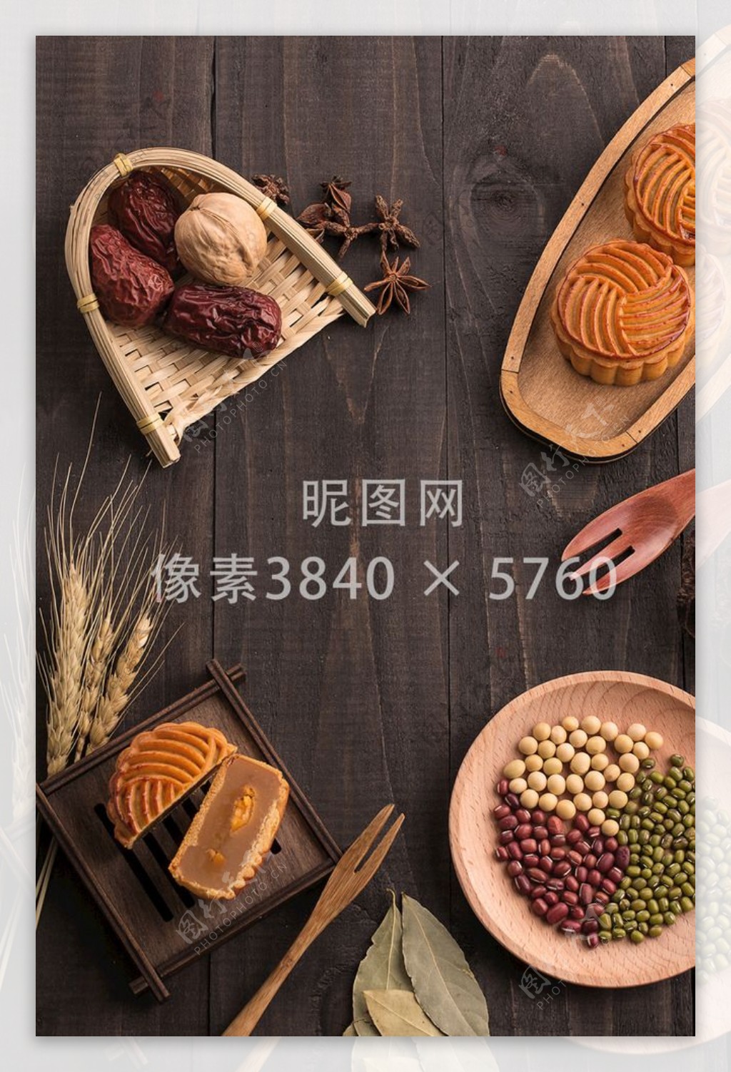 中秋传统美食月饼模板背景素材