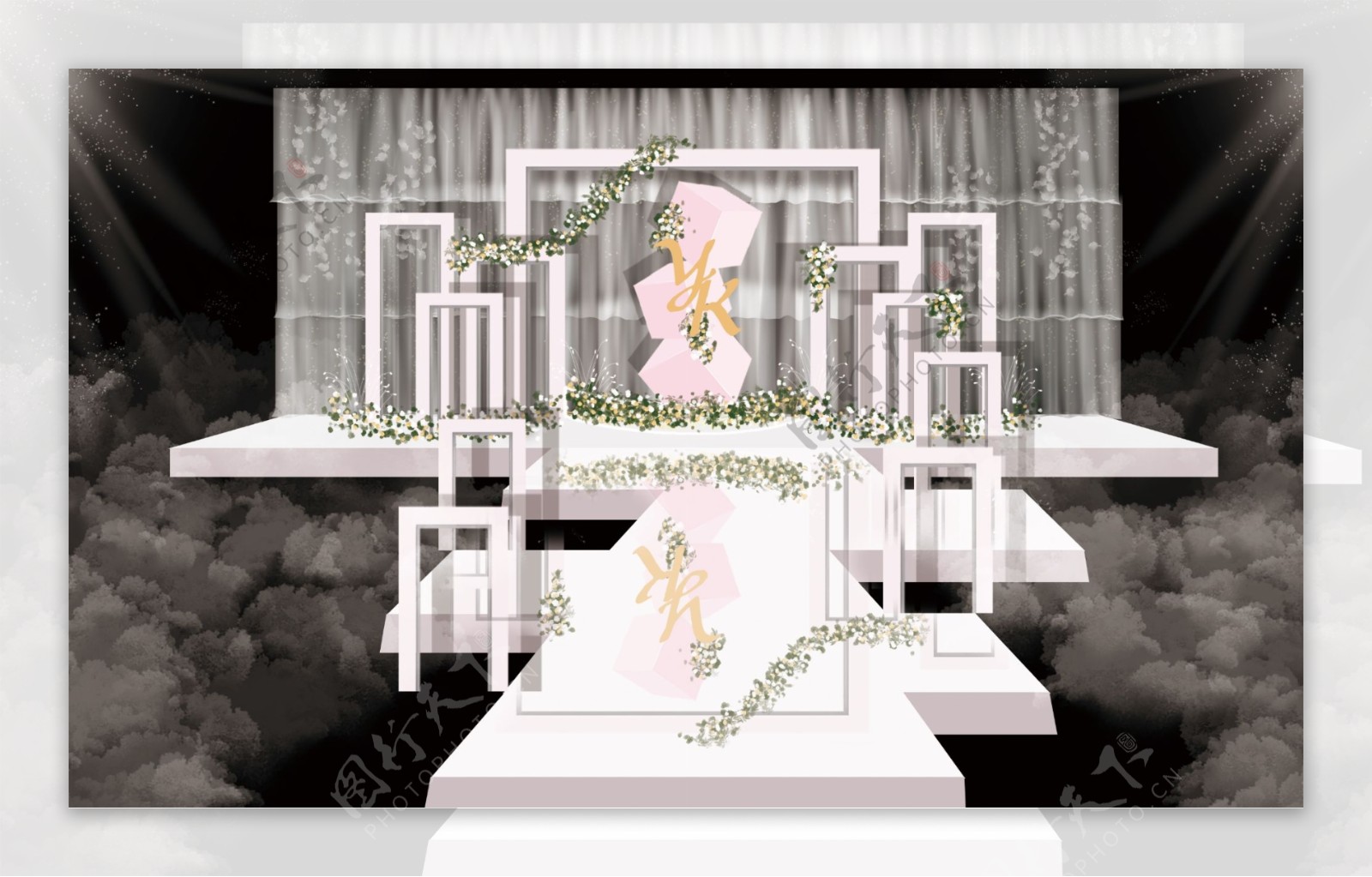 粉色婚礼迎宾区效果图图片素材-编号31057416-图行天下