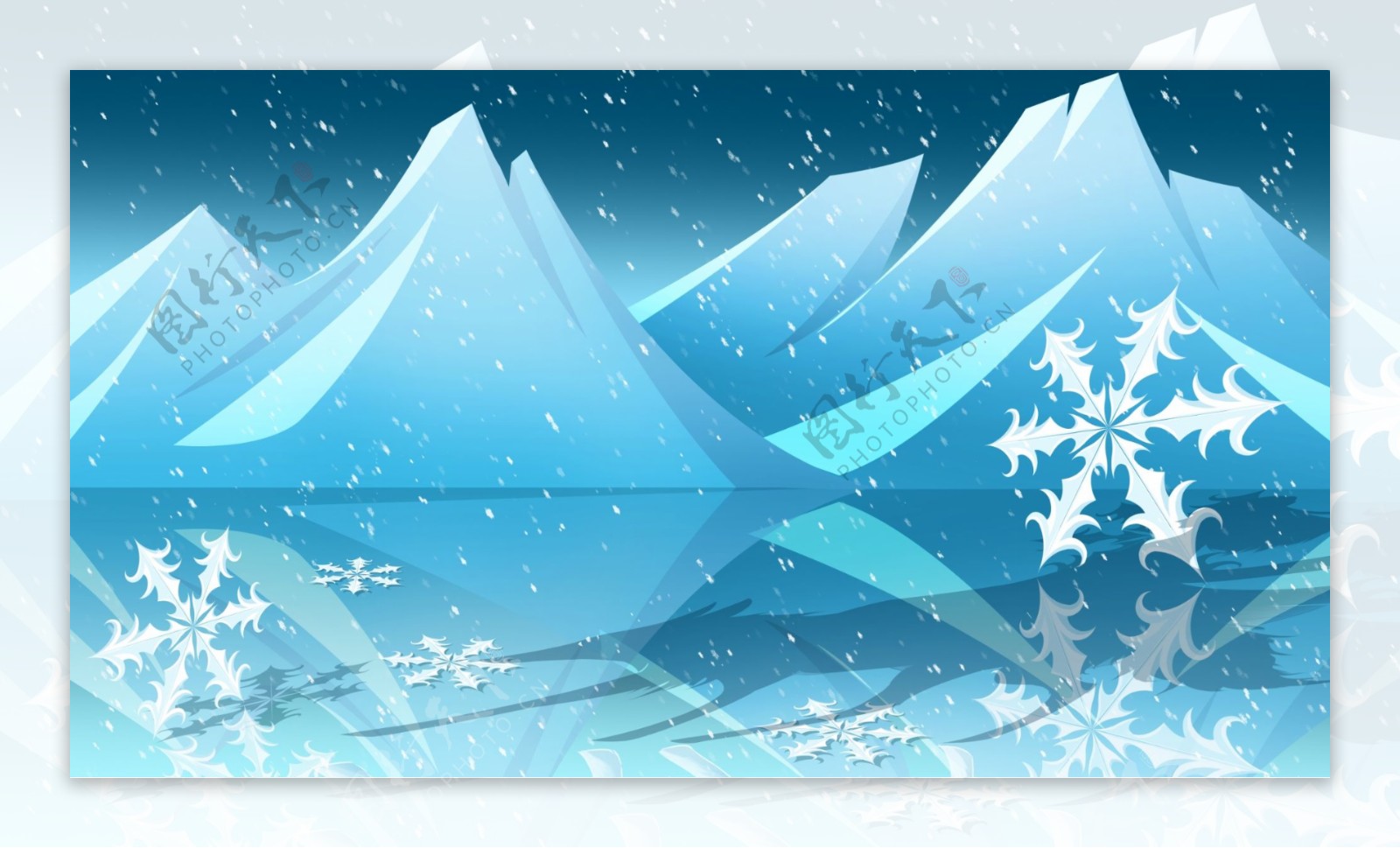 冬日山上雪景插画背景设计