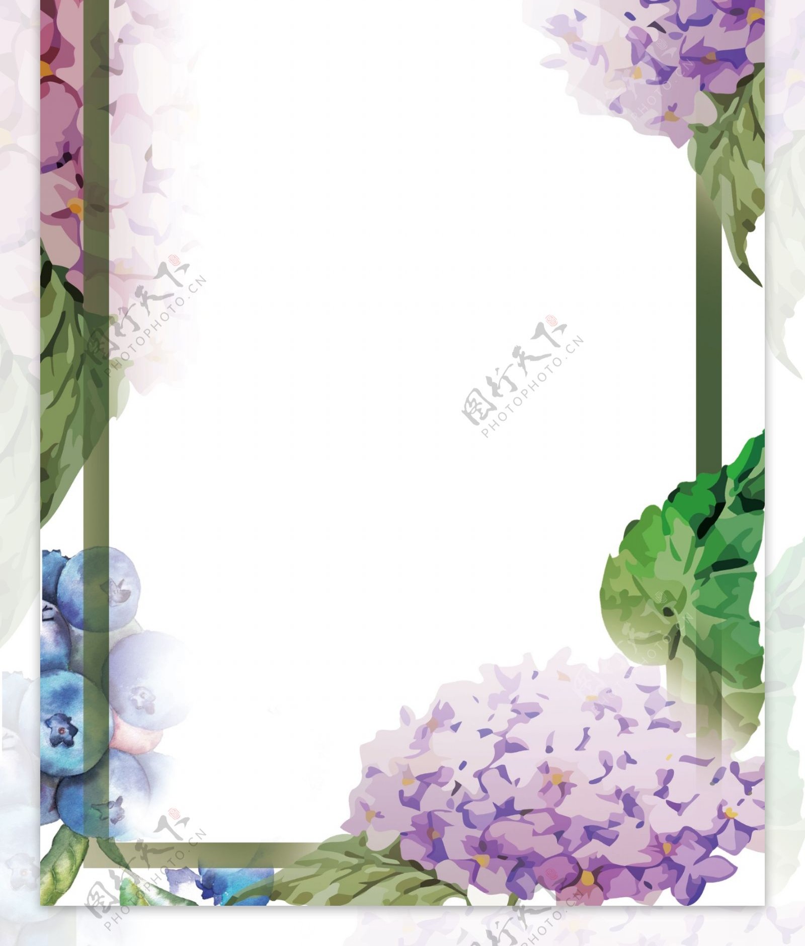 手绘紫罗兰花束易拉宝背景图