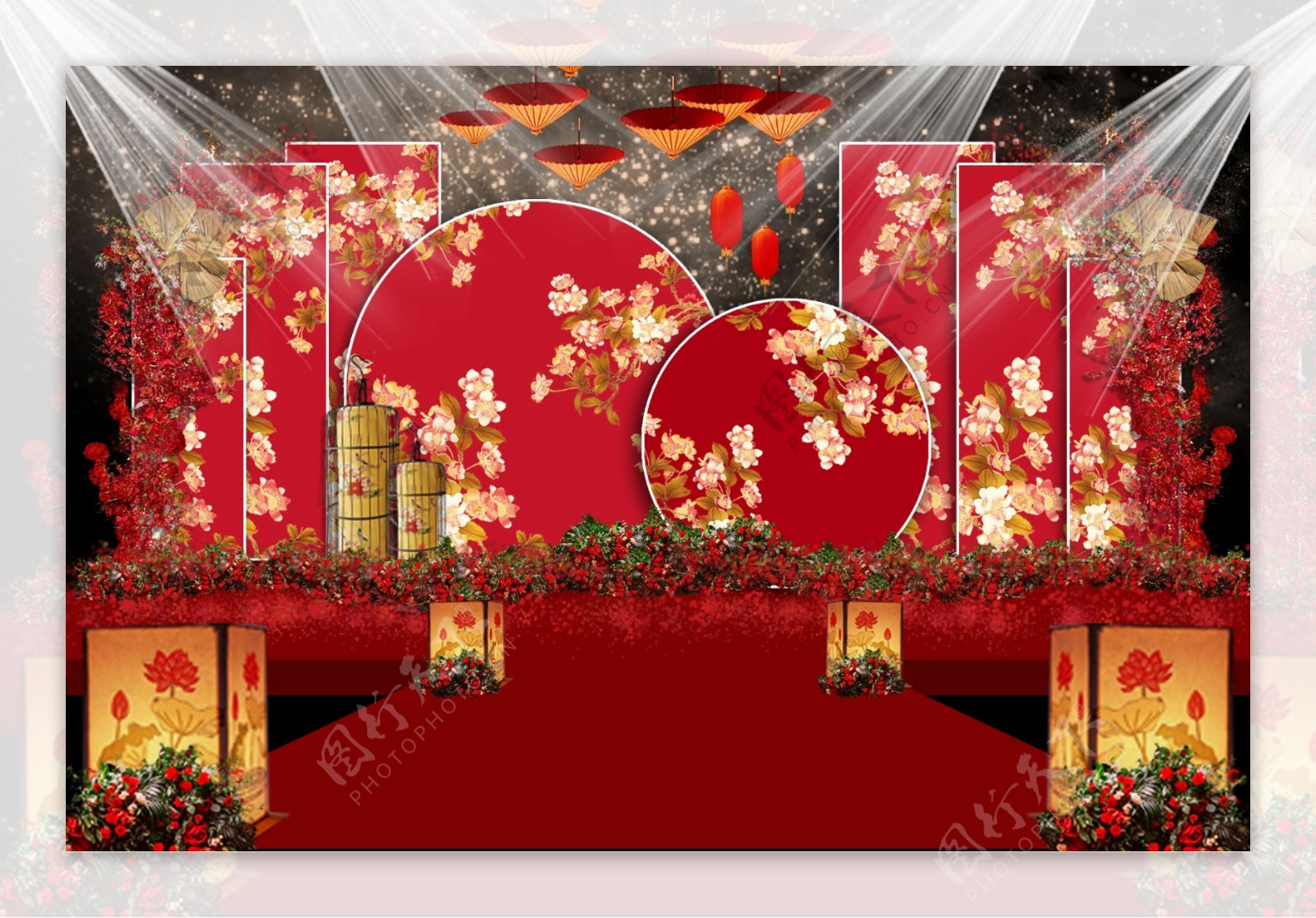 中国红中式婚礼效果图
