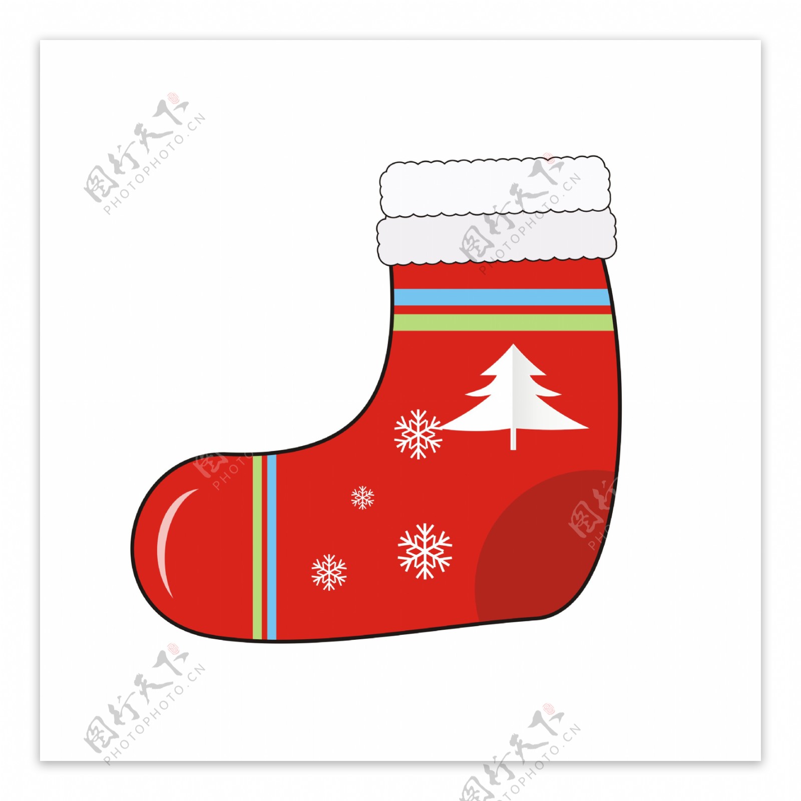 圣诞元素卡通可爱冬季保暖的红色袜子