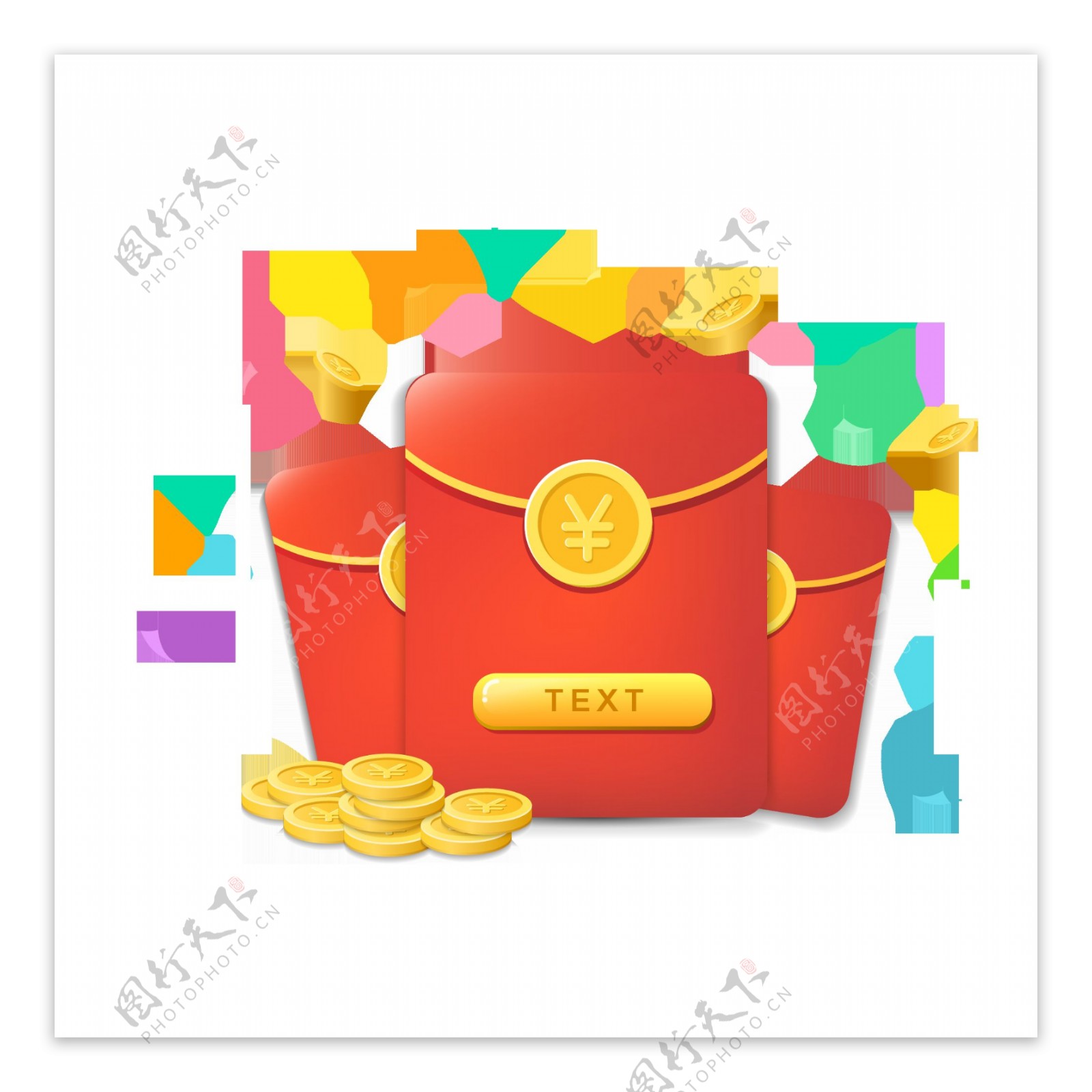 春节新年红包金币按钮飘落装饰矢量元素