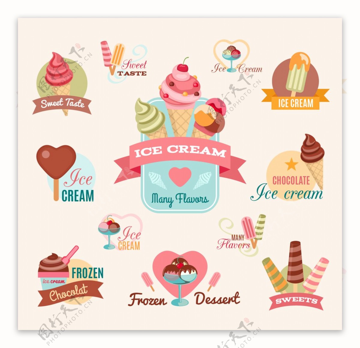 七彩冰淇淋标签