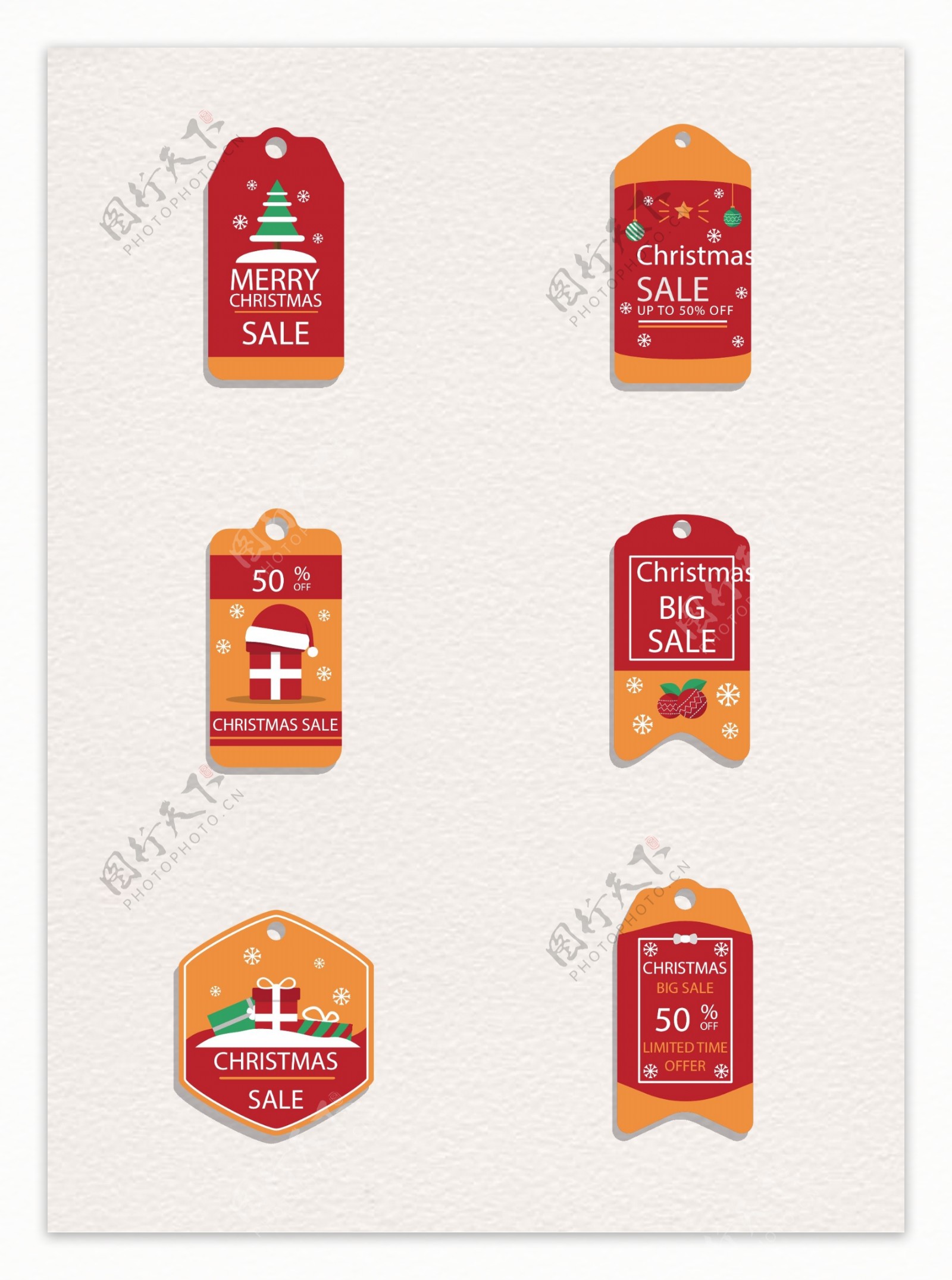 红色喜庆节日圣诞节促销标签元素