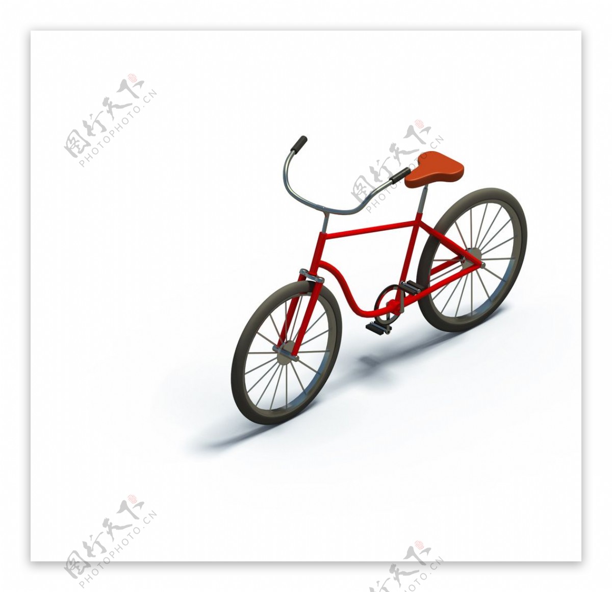 创意红色自行车高端等轴3D立体