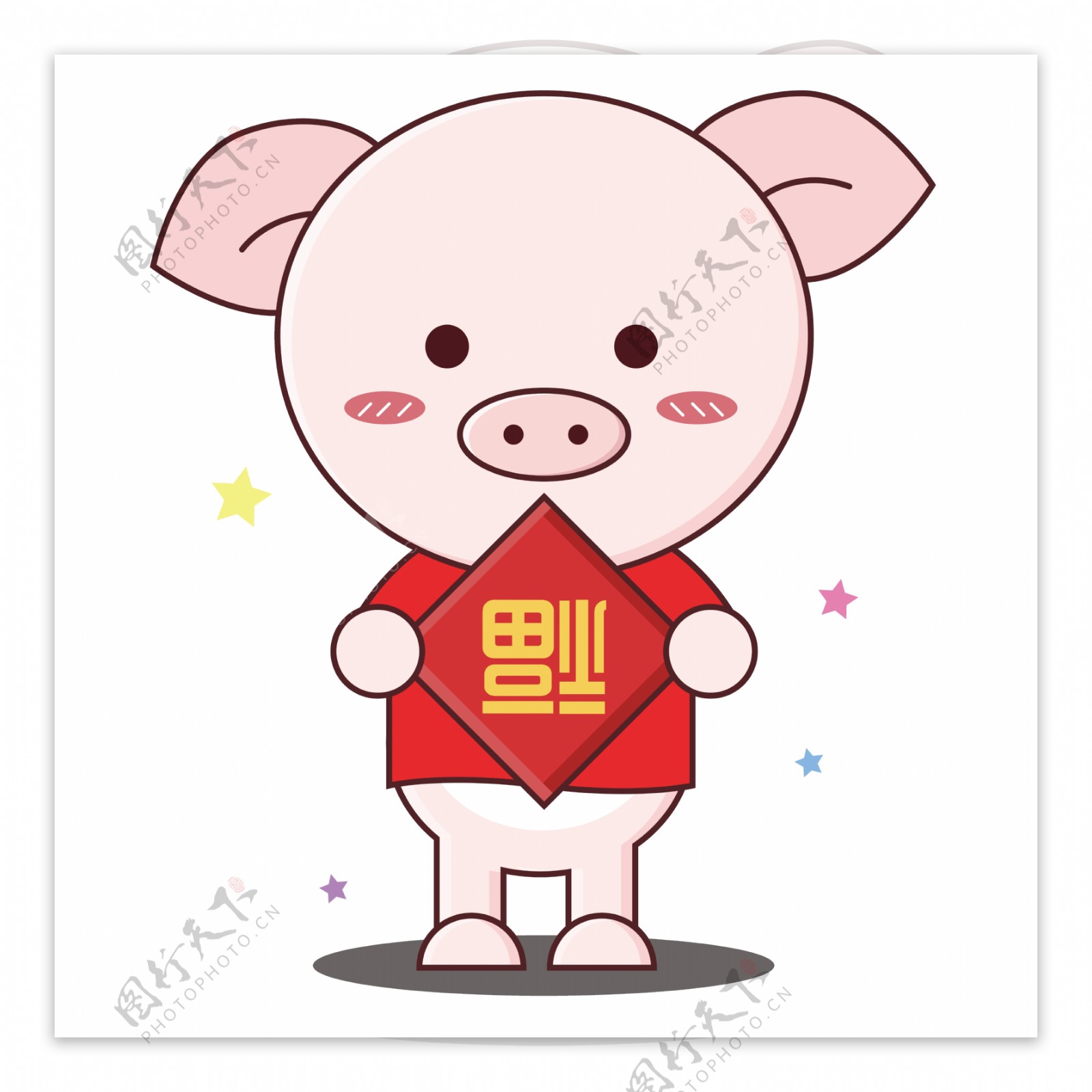 2019年猪年卡通小猪可爱猪年新年素材