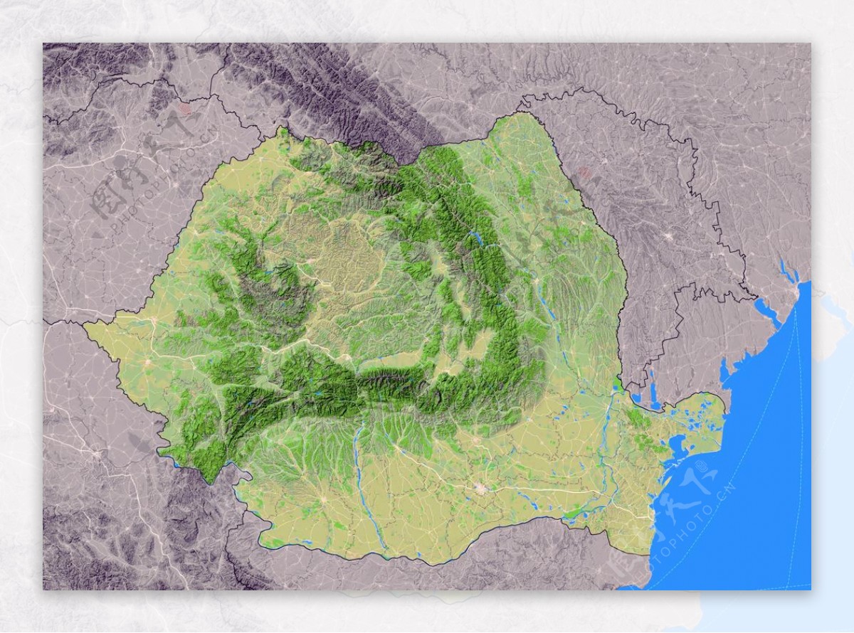 罗马尼亚地形图
