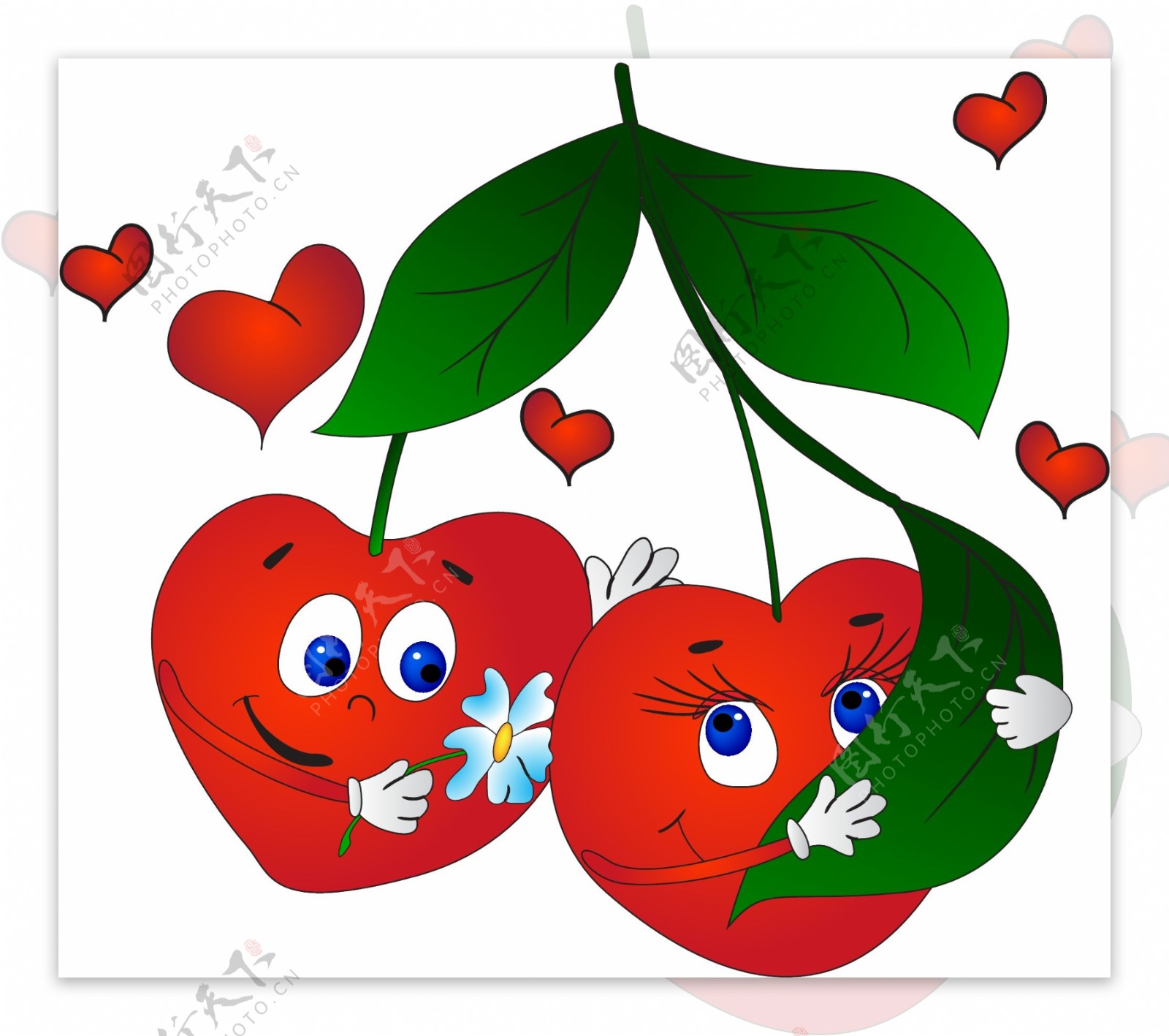 矢量红色卡通爱心苹果元素