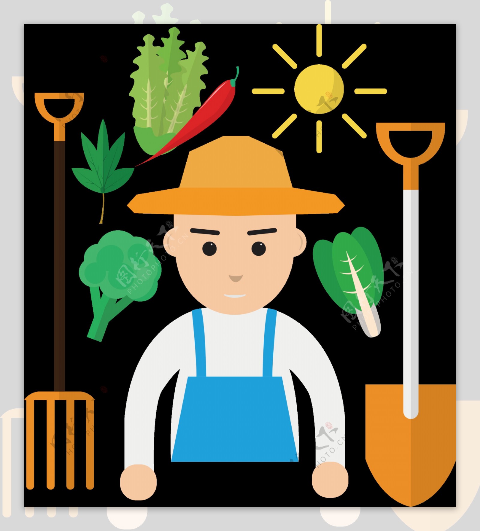 可爱手绘种植蔬菜劳动节节日元素