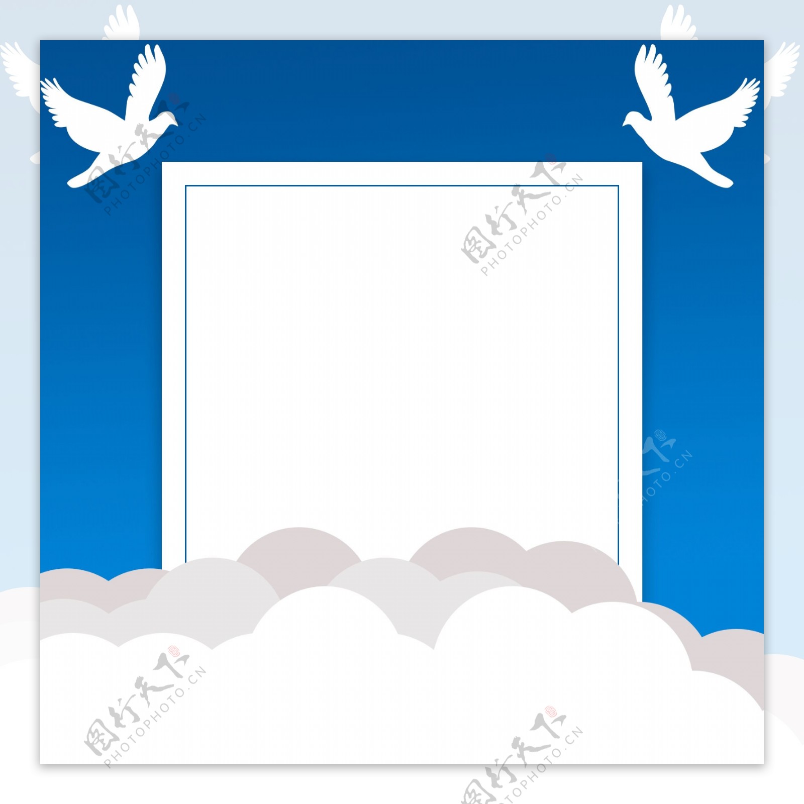 世界和平日蓝天白鸽背景素材图