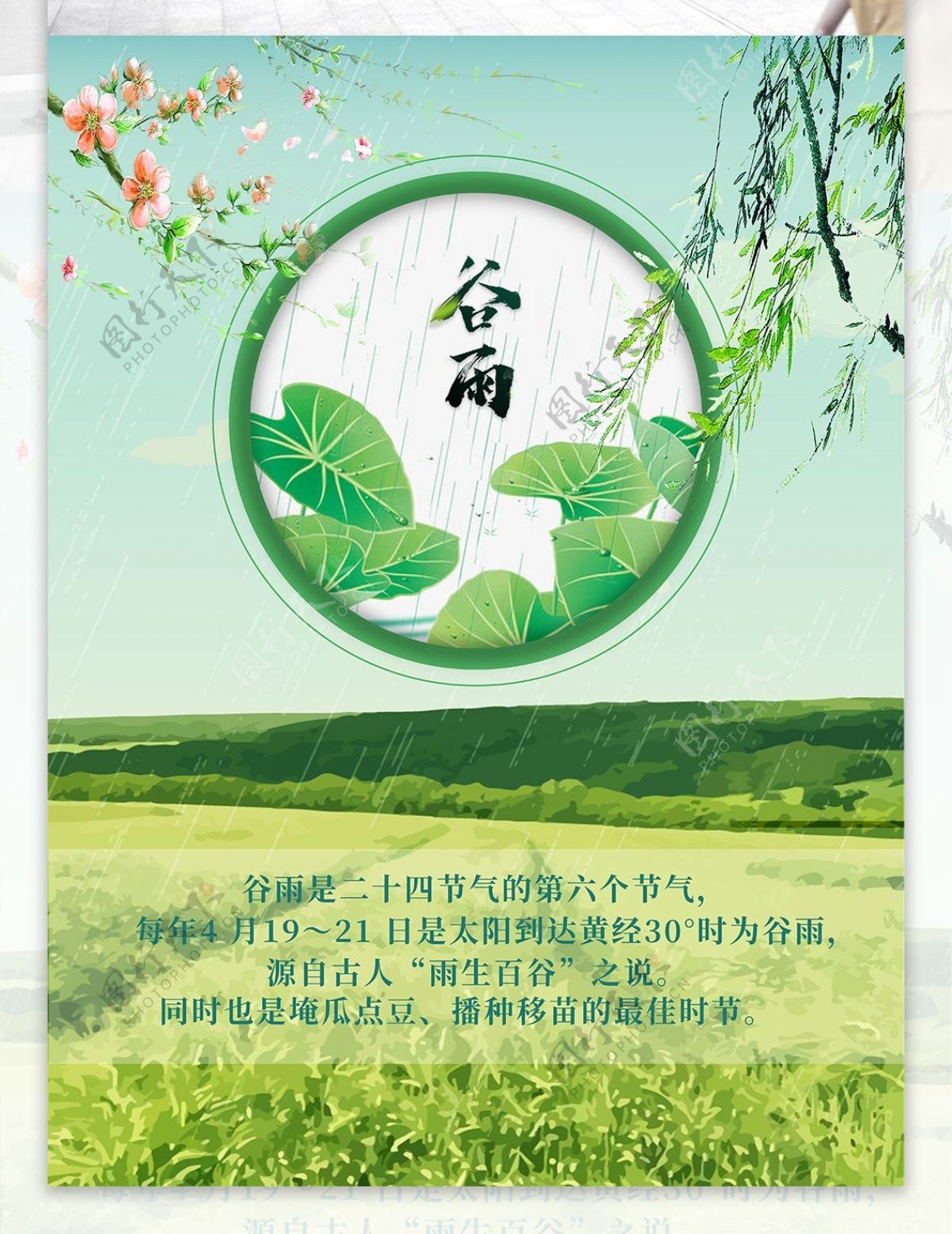 2018传统节气之谷雨海报设计