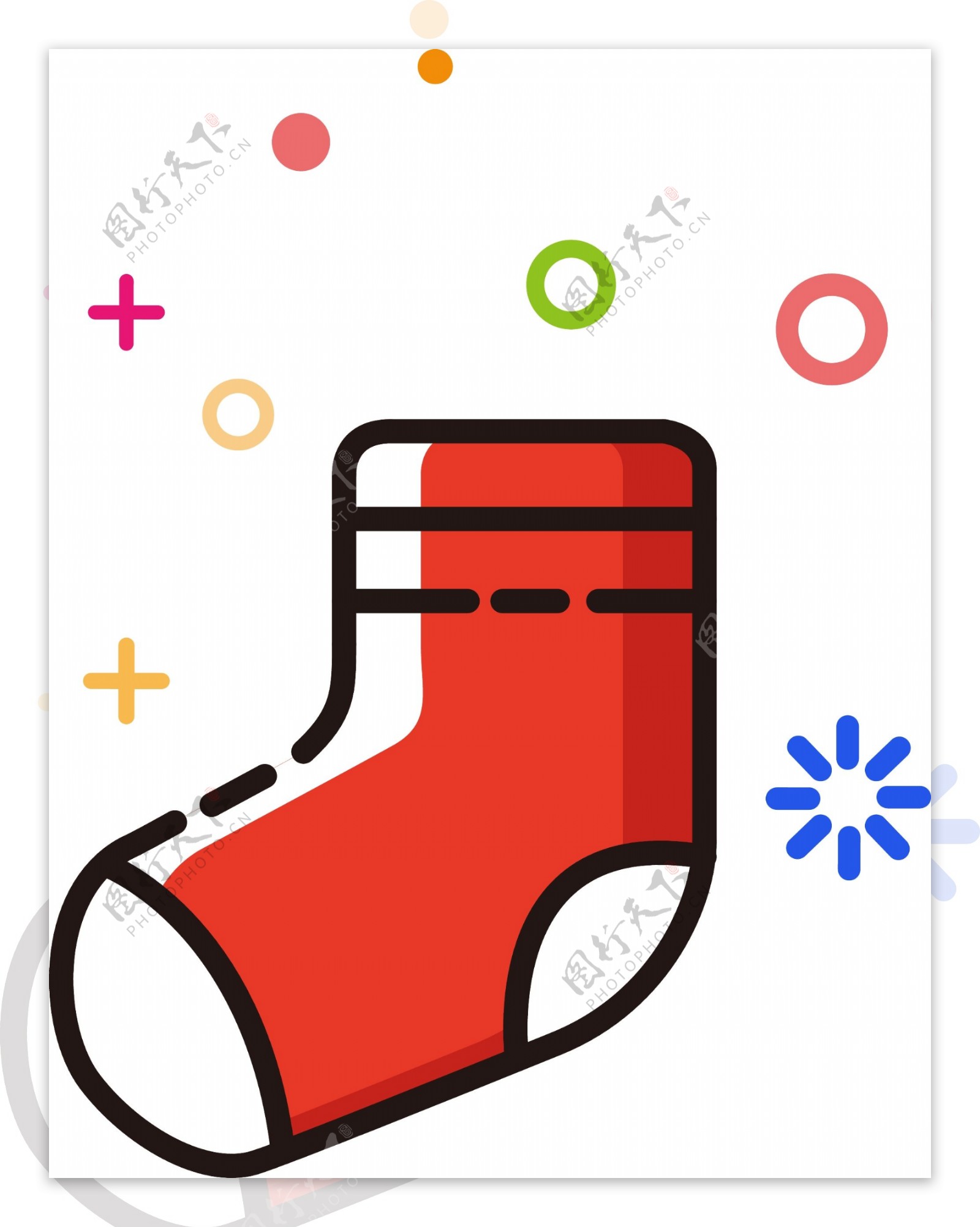 MBE图标风格圣诞节元素袜子矢量素材