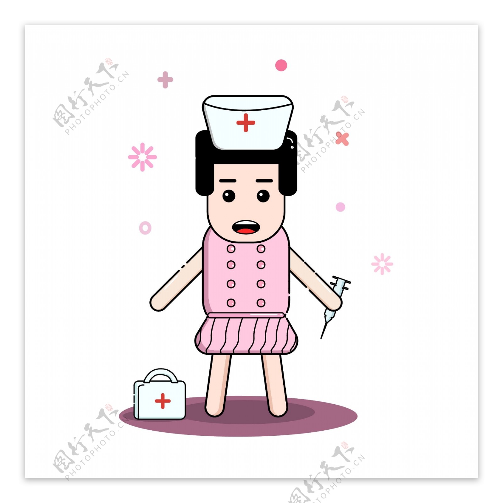 MBE人物护士药箱可爱卡通可商用元素