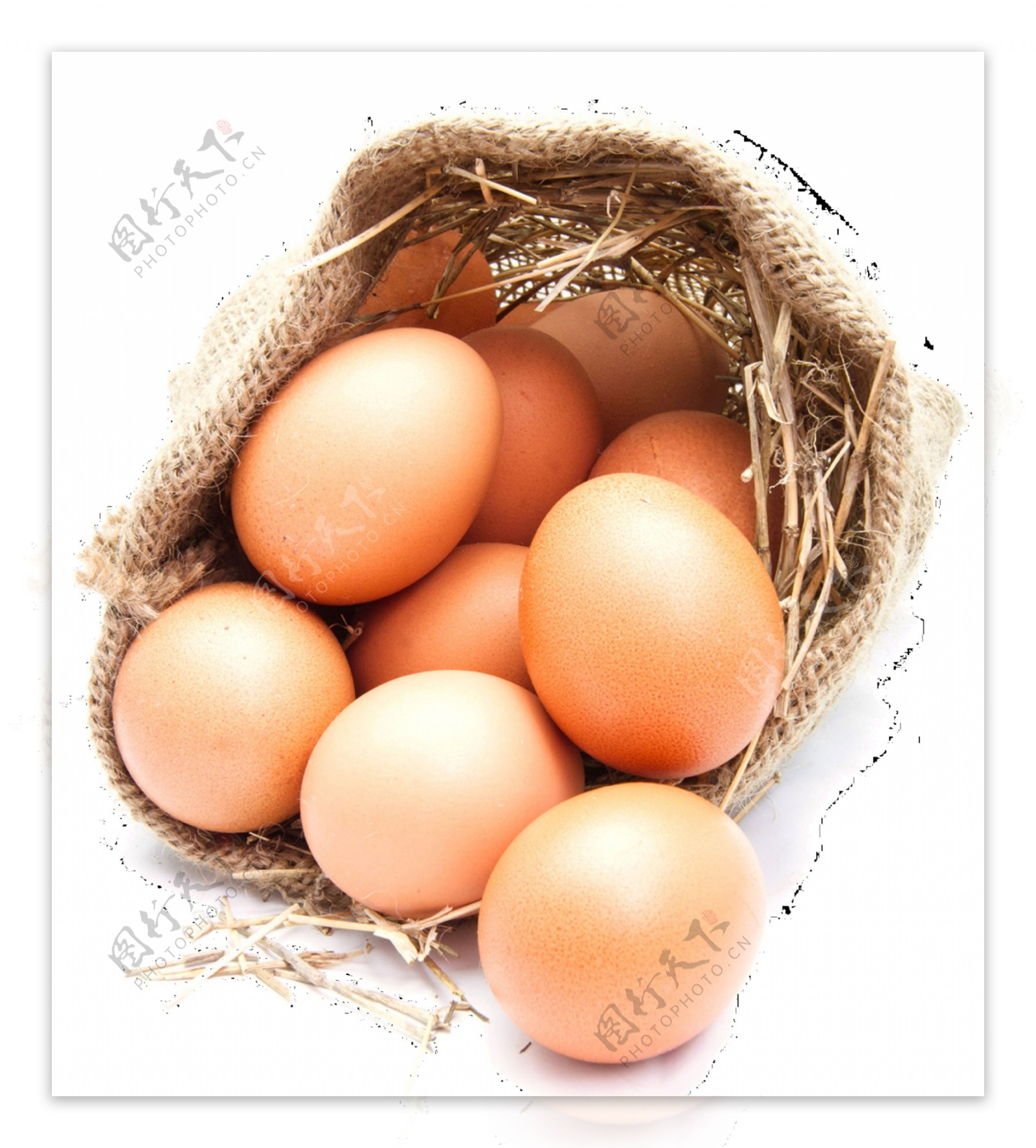 竹筐中的鸡蛋产品实物素材