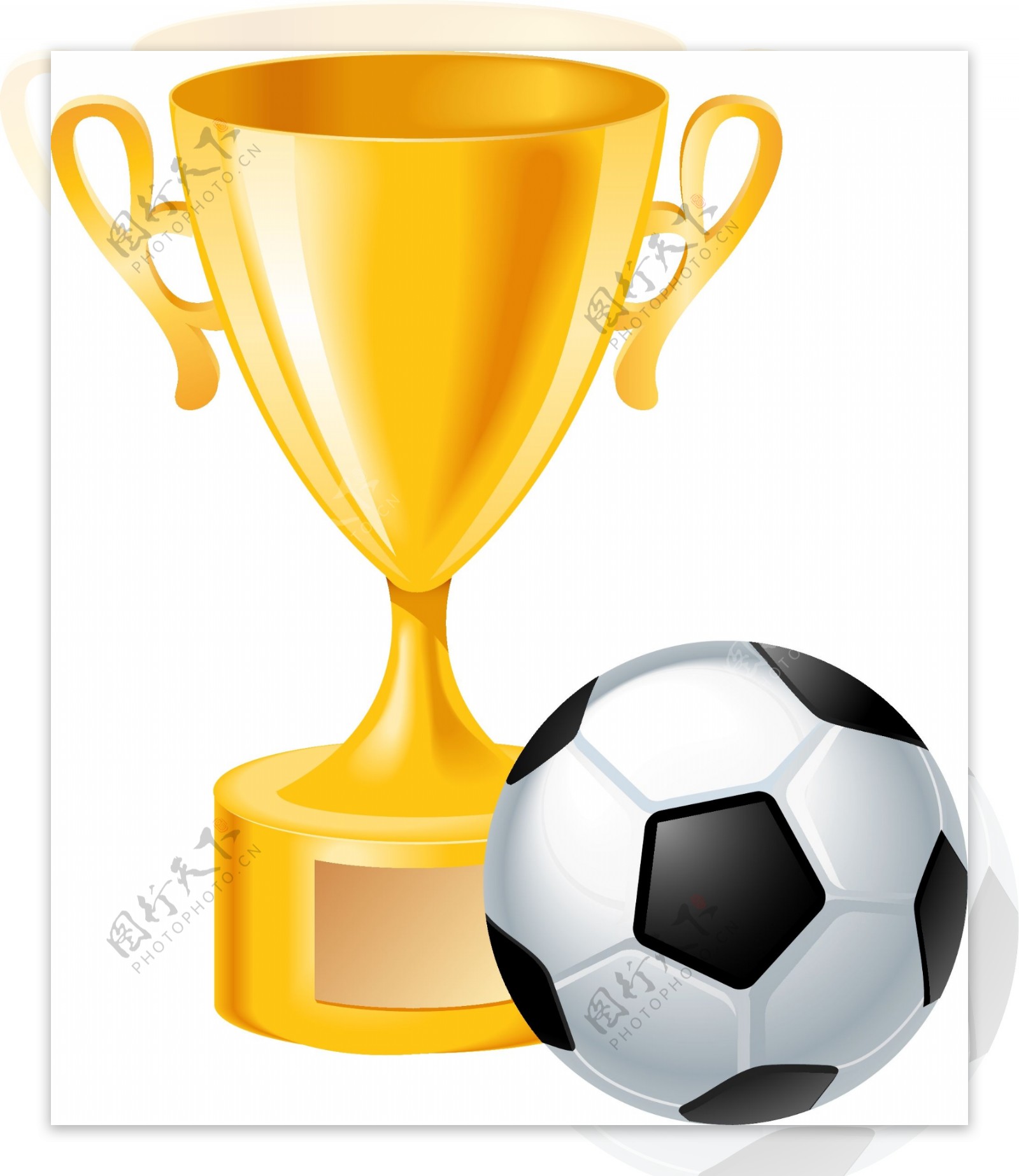 金色奖杯与运动足球