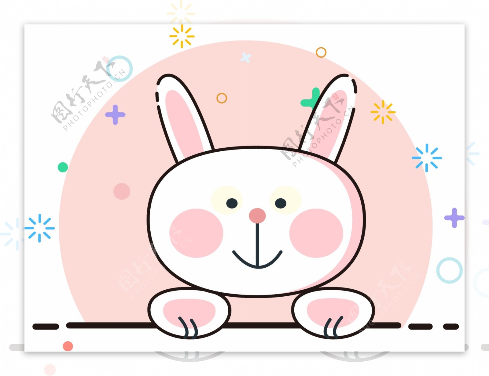 MEB风格卡通手绘可爱小兔子矢量图小图标中秋节