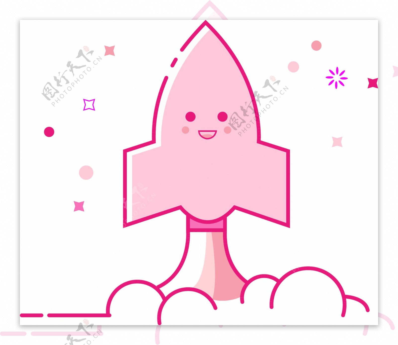 MEB风格粉色火箭加速手绘矢量小图标
