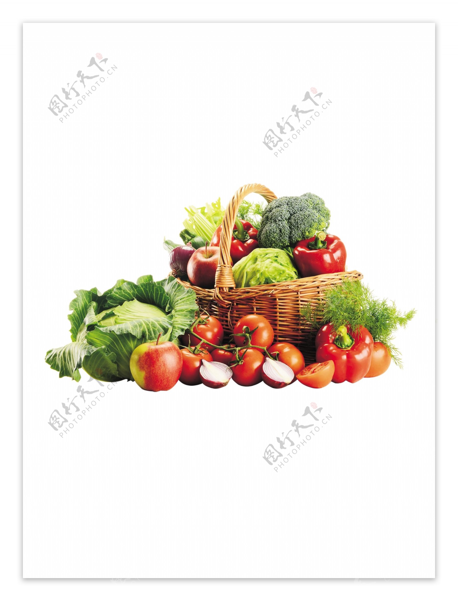 篮子里的蔬菜水果大拼盘元素