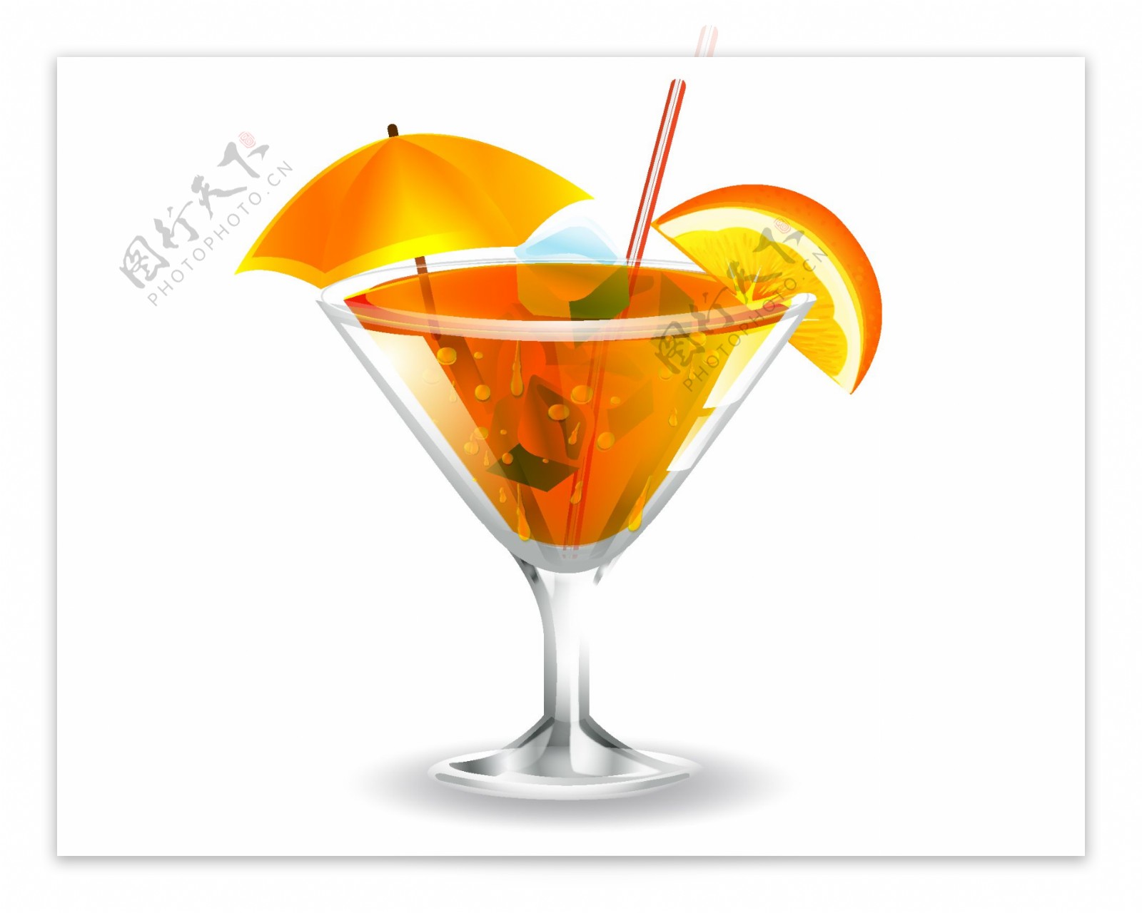 手绘夏季鲜橙果汁矢量图