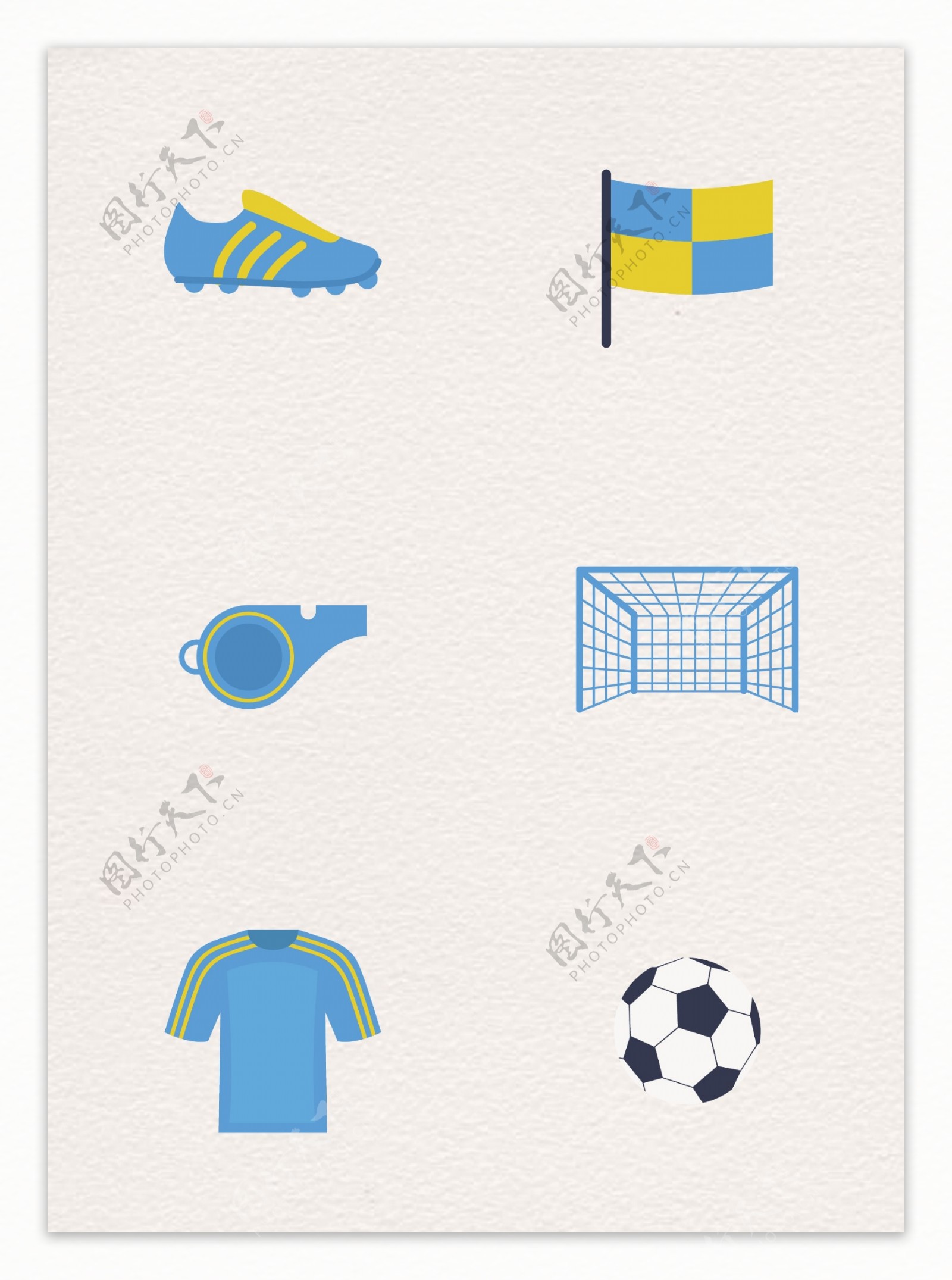 蓝色系扁平化足球比赛图标