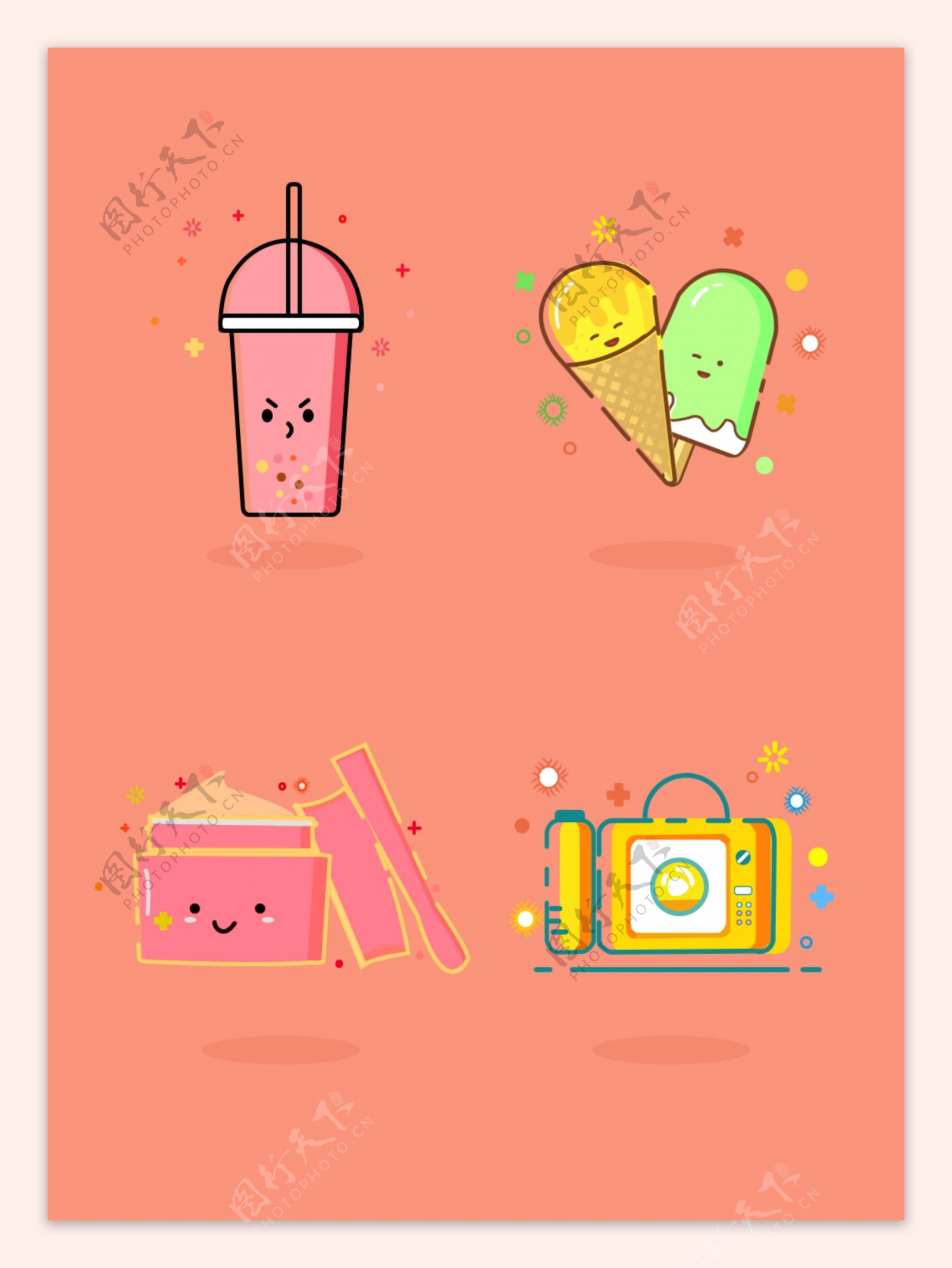 饮料杯子冰淇淋原创mbe有趣简约可爱小图标