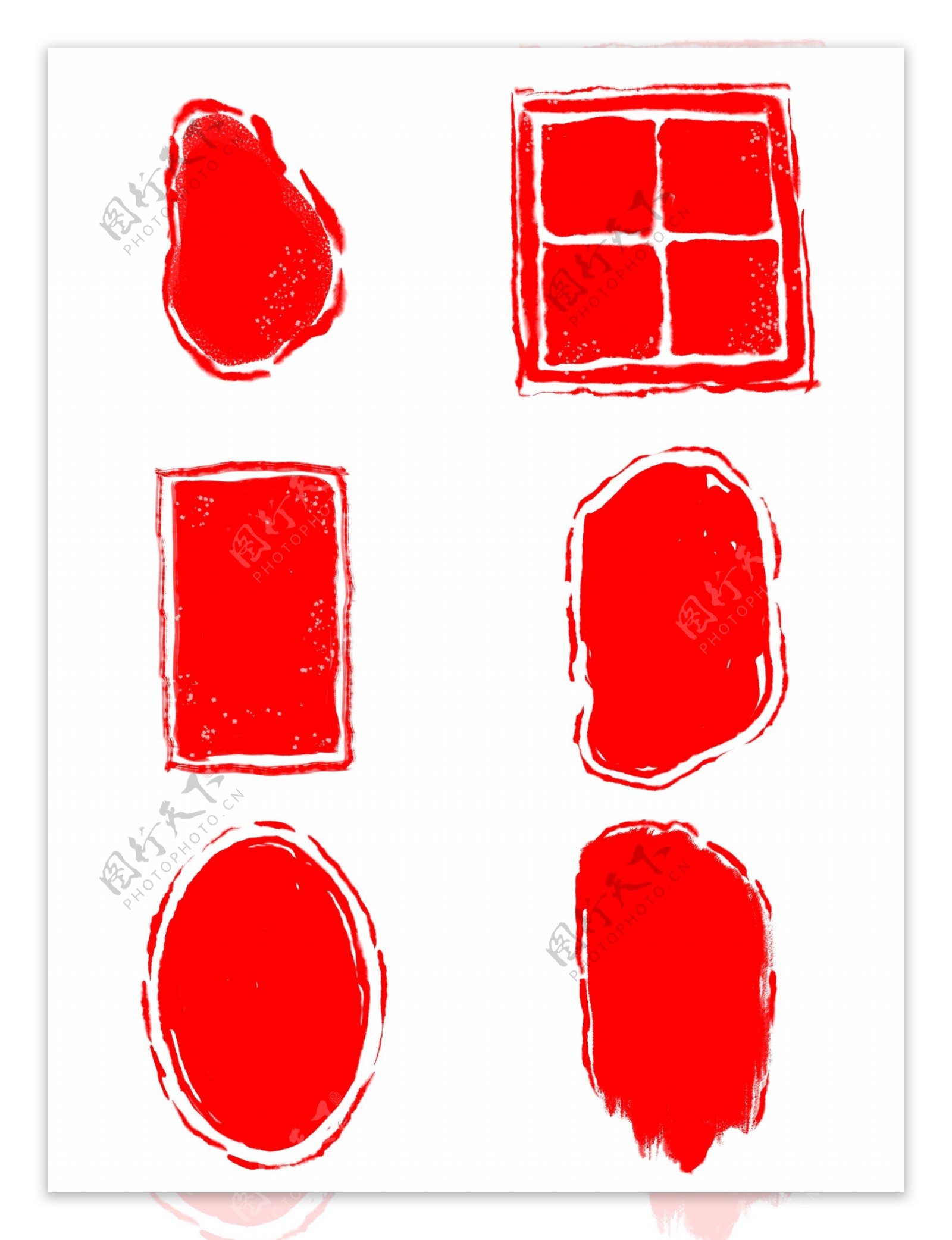 中国风红色古代印章边框元素
