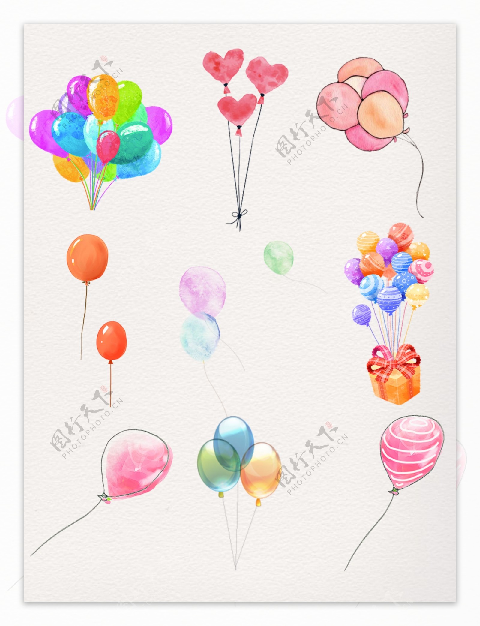 水彩气球装饰图案素材