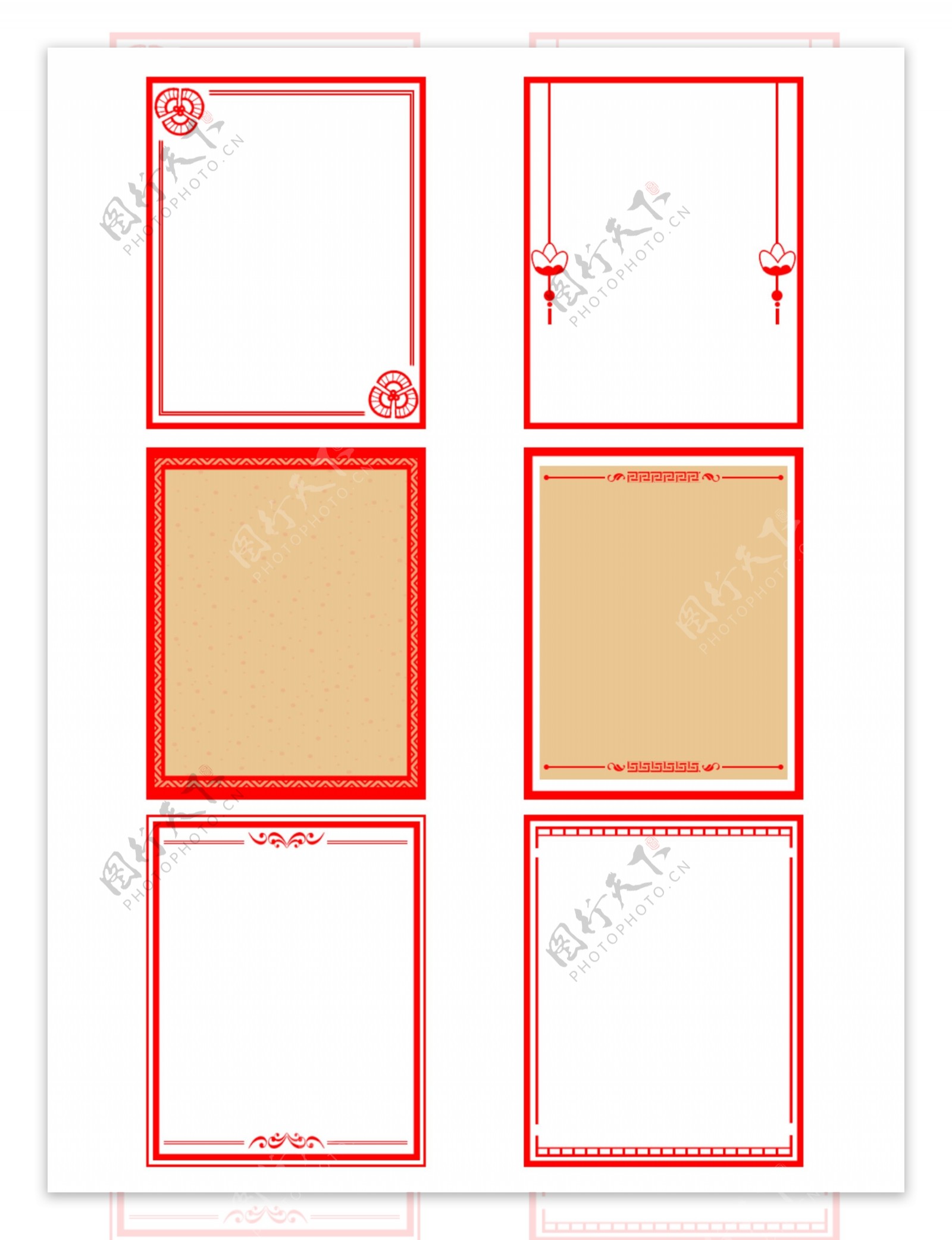 中国风红色喜庆原创形状边框套图元素