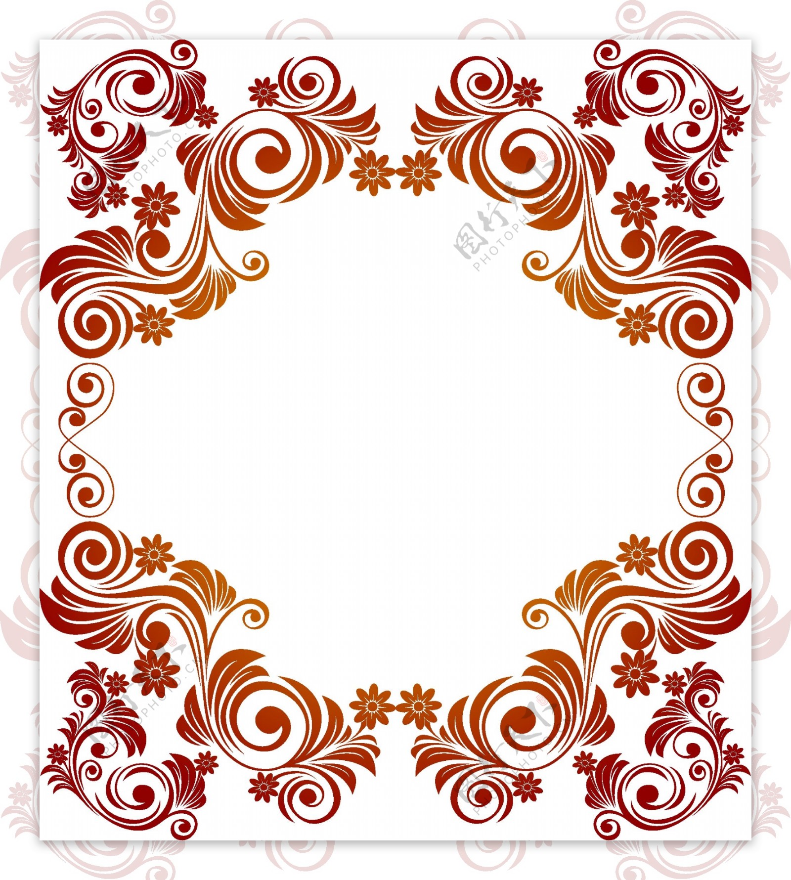 红色欧式花纹边框矢量素材