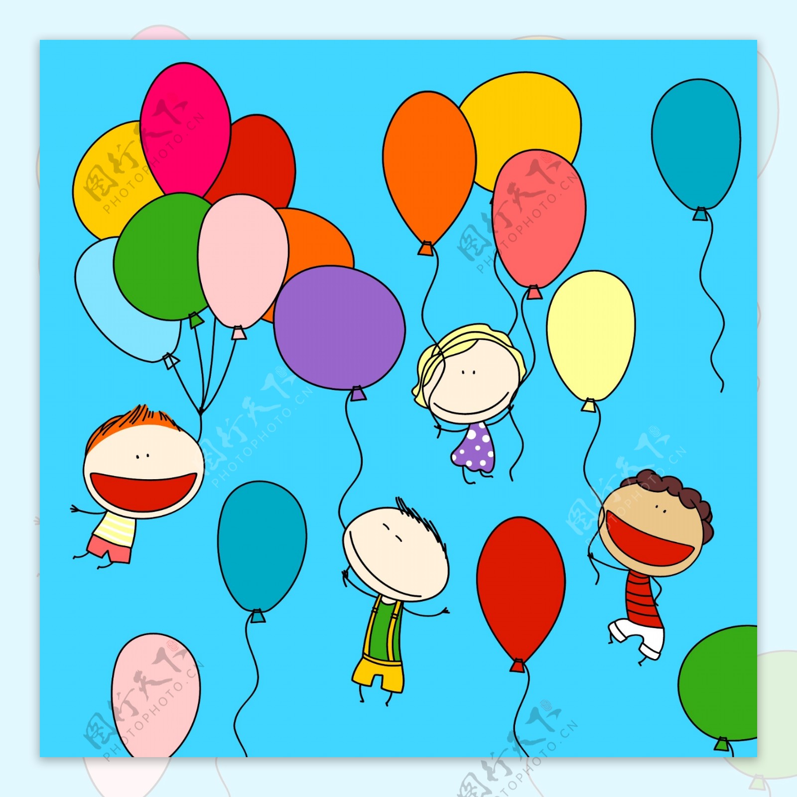 彩色卡通气球EPS分层