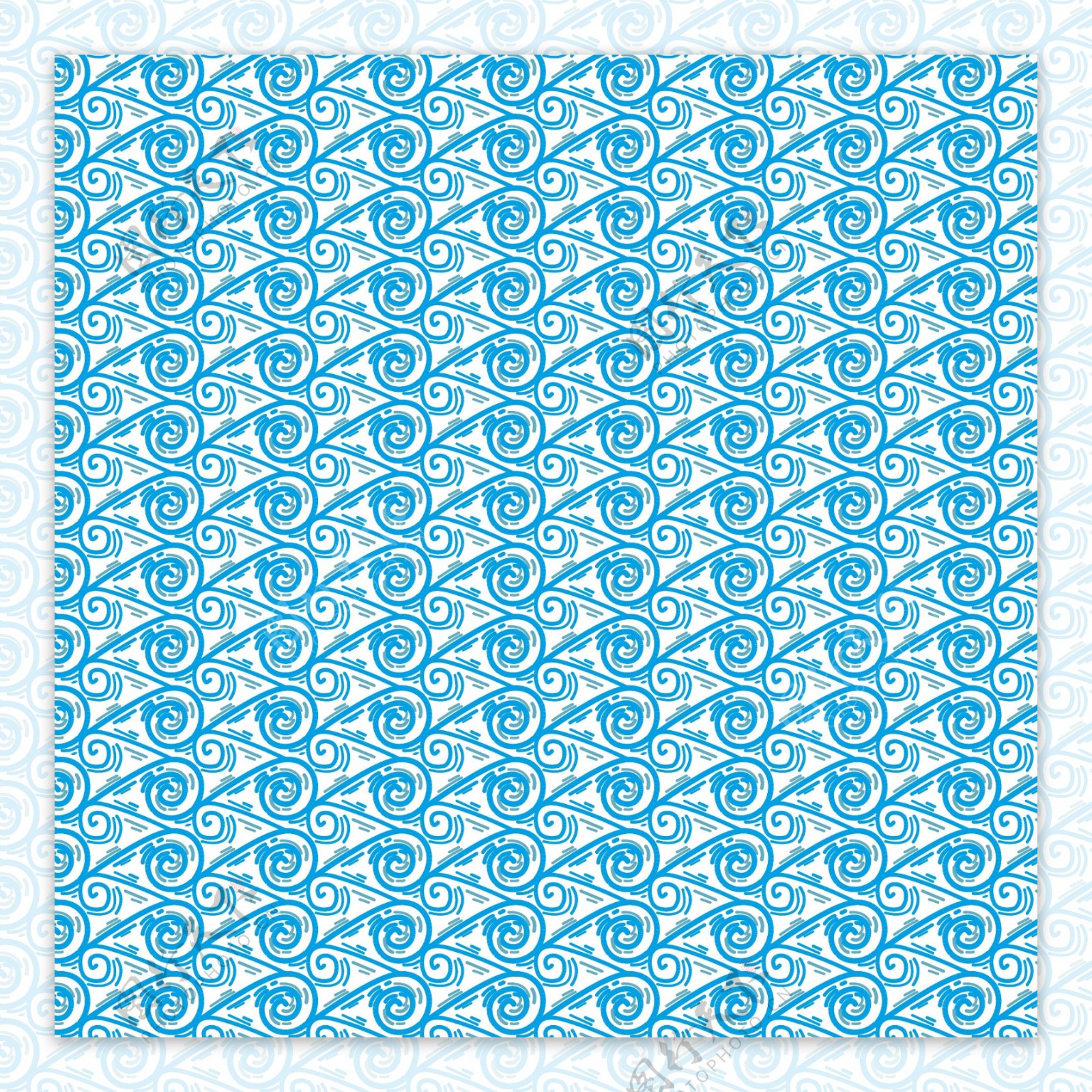 蓝色海浪波纹底纹无缝背景矢量图
