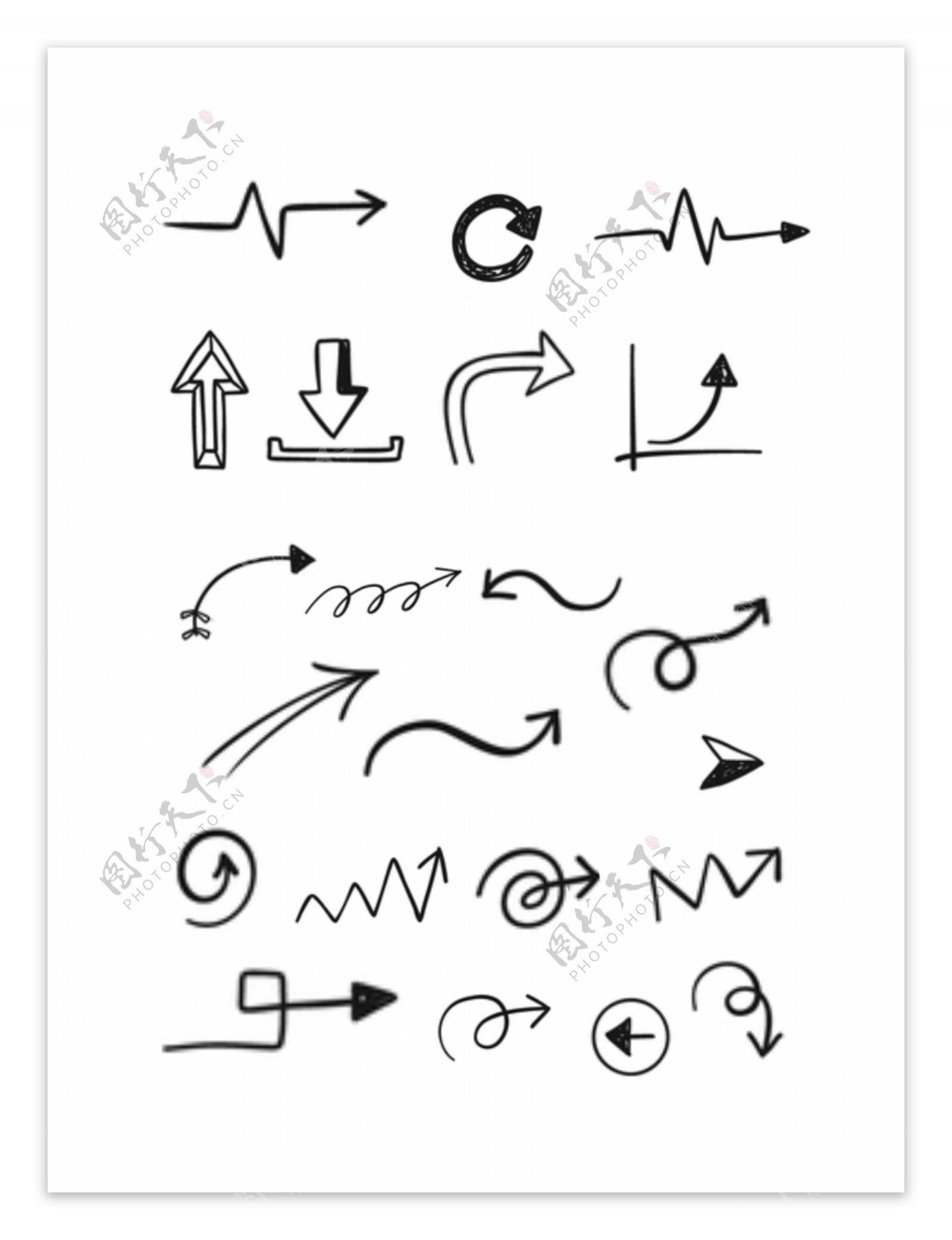 手绘箭头标记图案标志方向符号