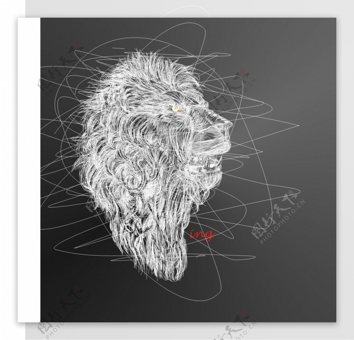 狮子头矢量线条图案