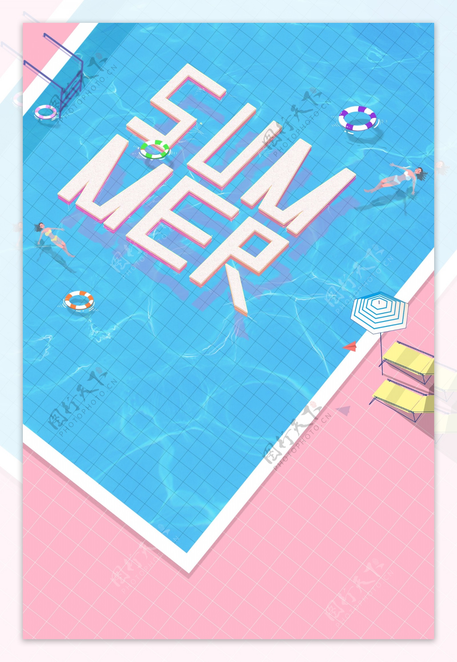 夏季游泳池海报背景图