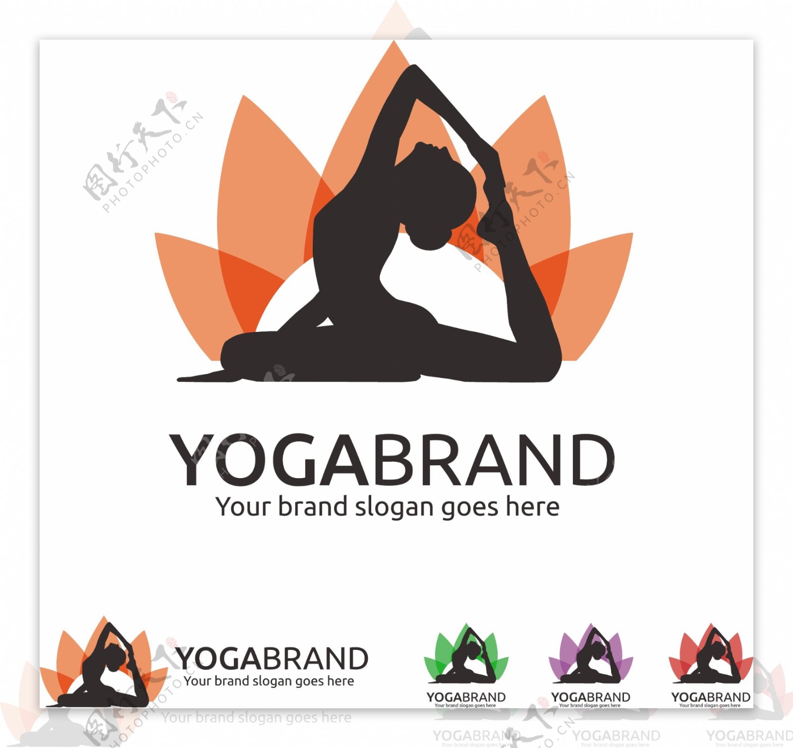 瑜伽矢量logo标志图标设计
