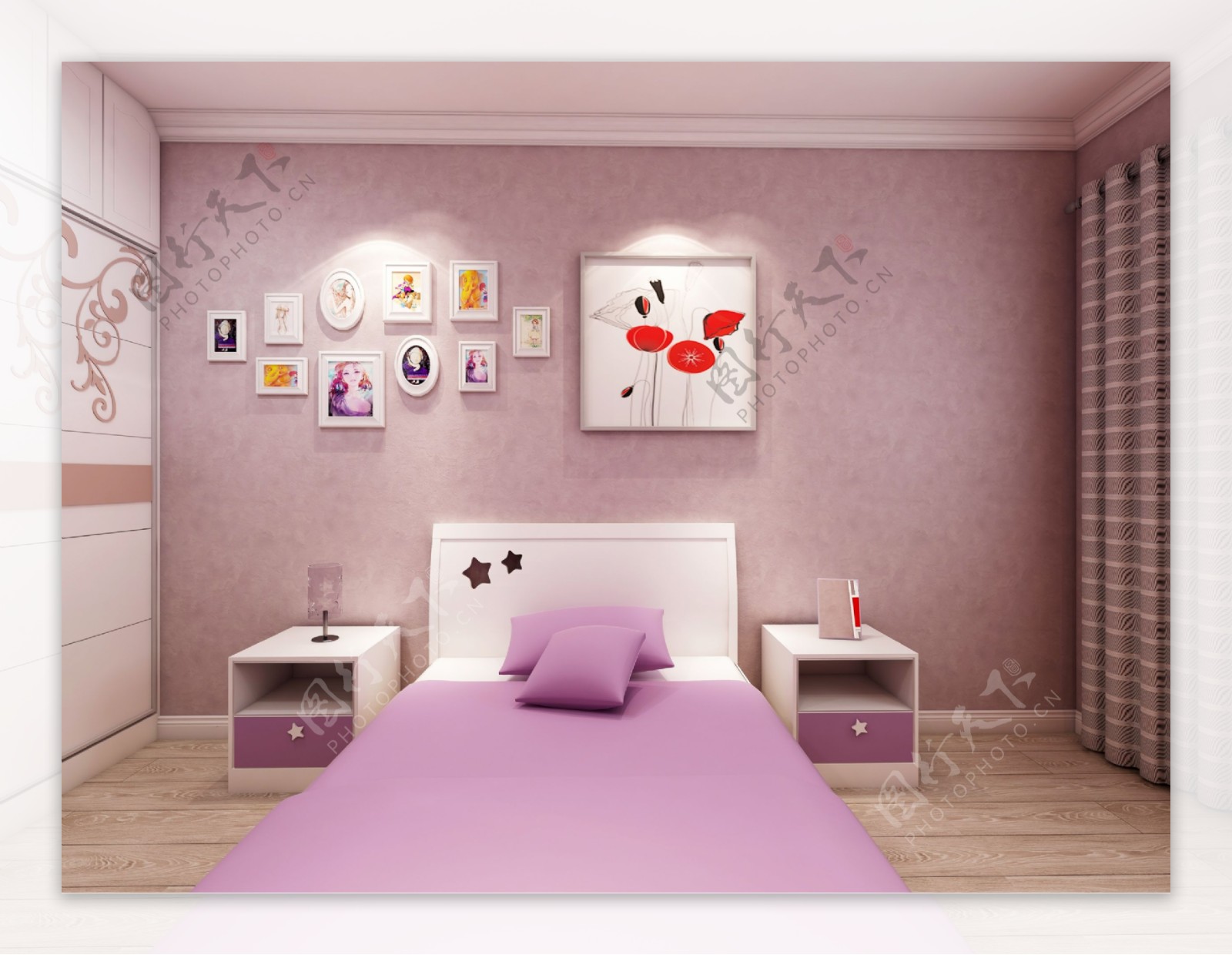 粉色女孩儿童房间装修效果图