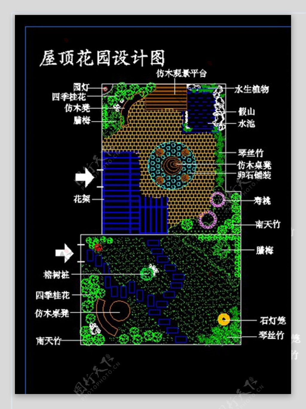 屋顶花园绿化平面图