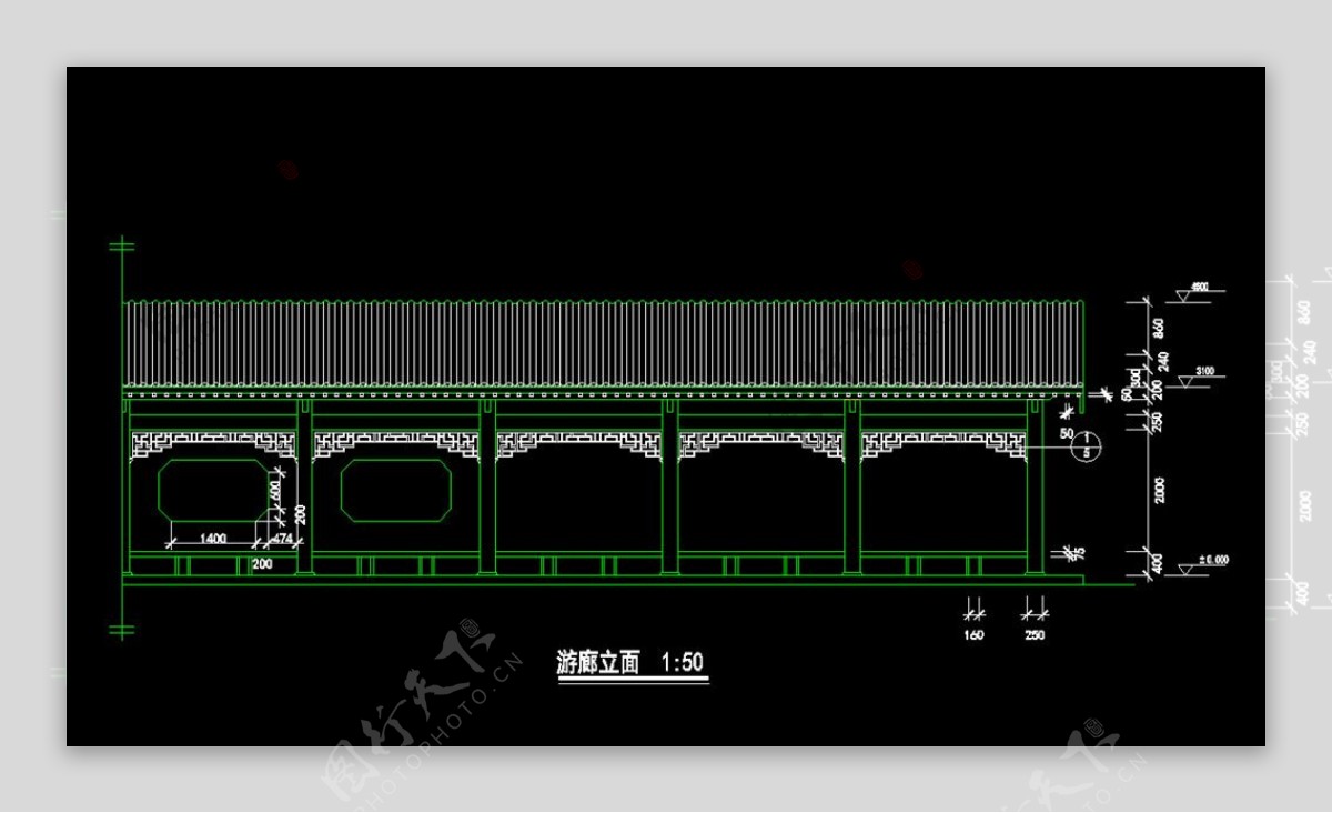 亭子廊子建筑结构详图CAD