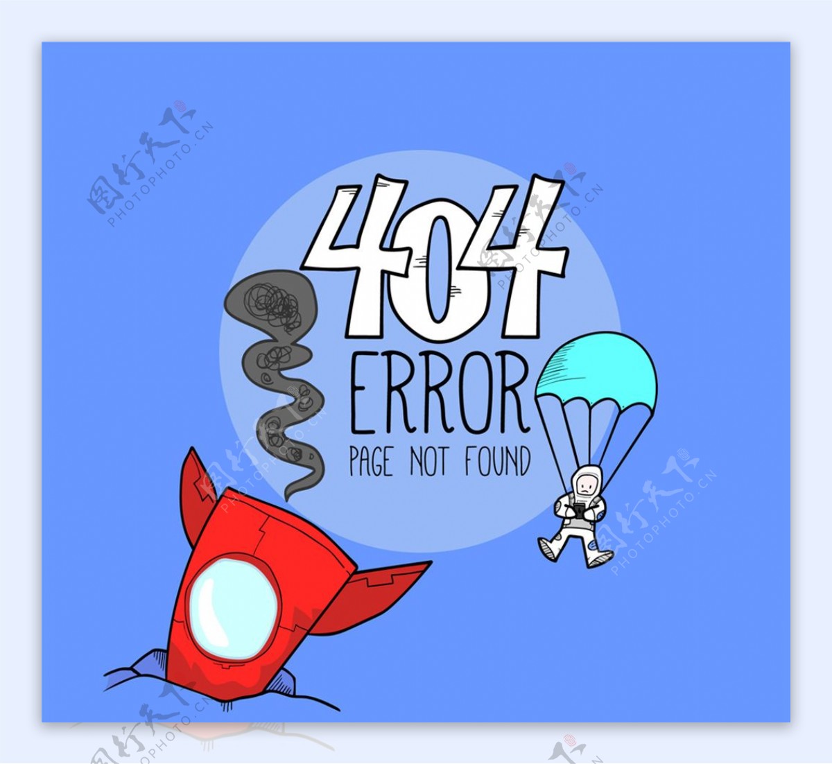 创意404页面坠落的火箭