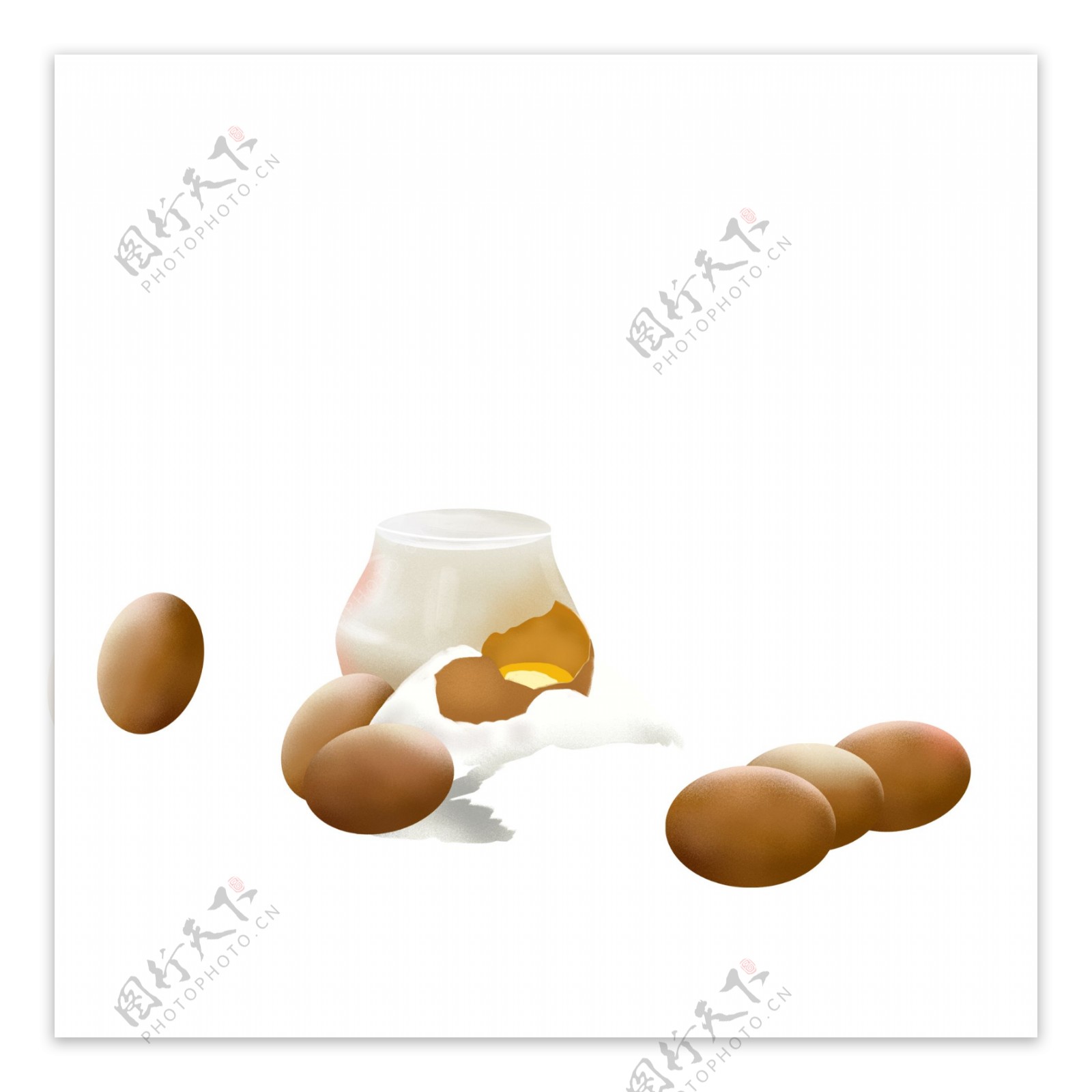 手绘牛奶和鸡蛋营养食物设计可商用元素