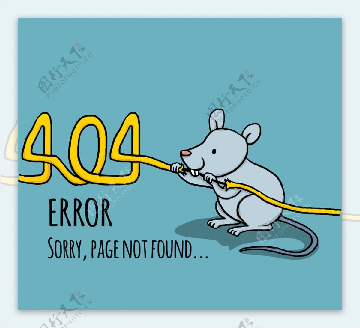 创意404页面咬坏电线的老鼠