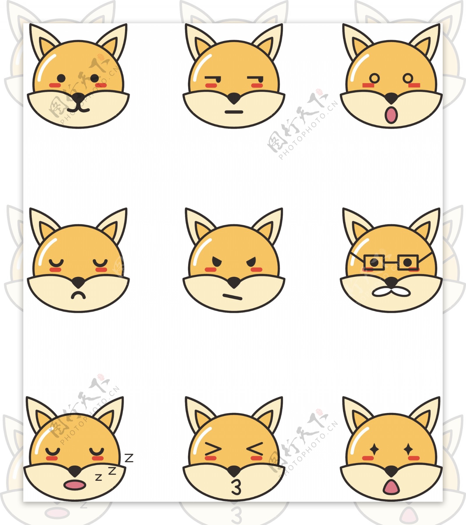 狐狸表情包icon卡通可商用元素