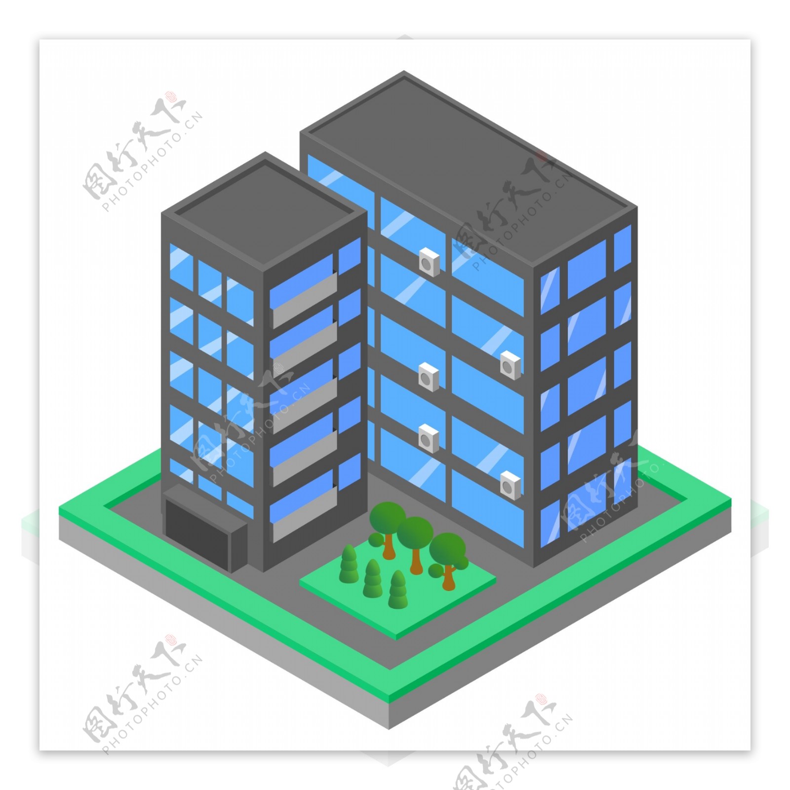 2.5D立体城市居民楼小区建筑元素可商用
