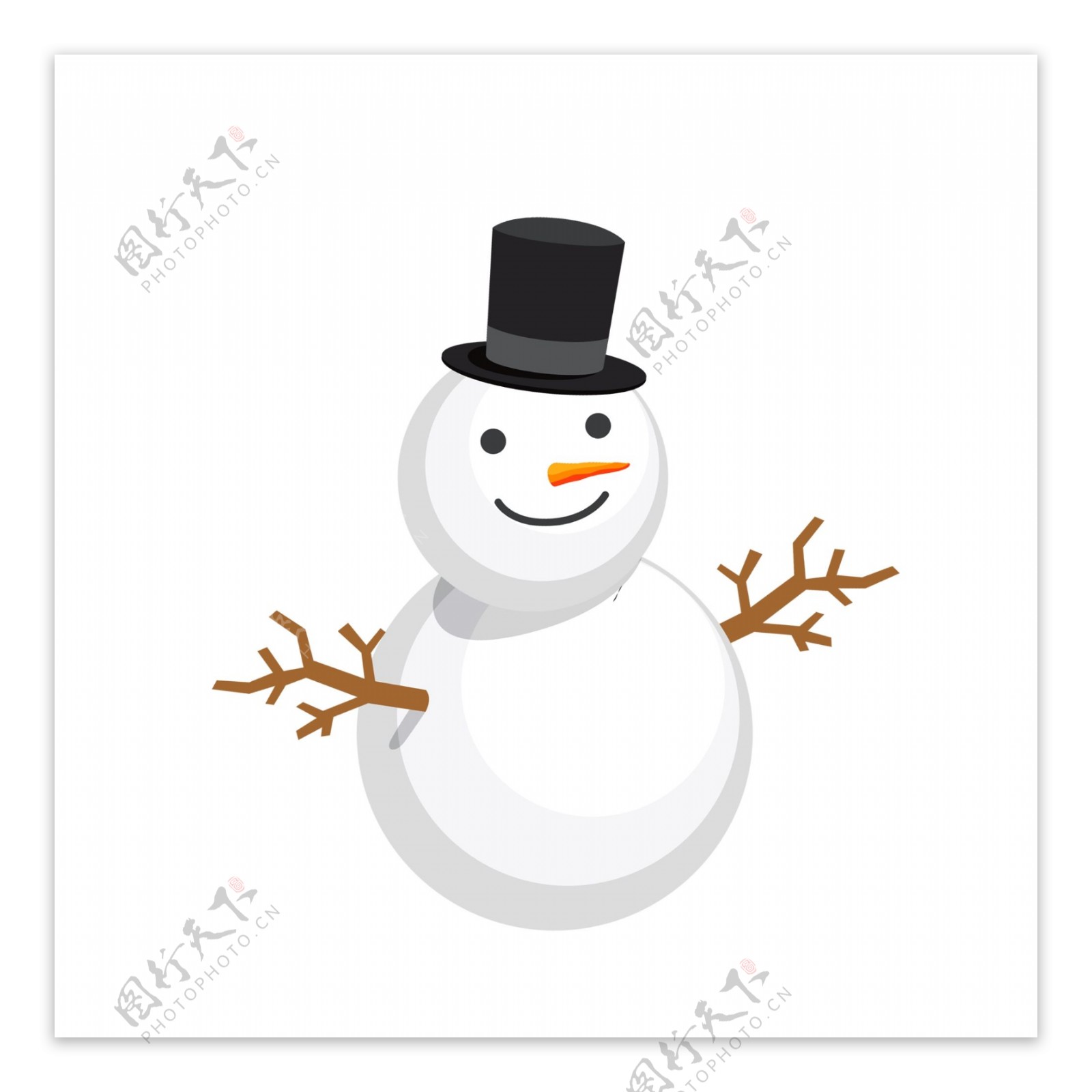 冬季带绅士帽的雪人设计可商用元素